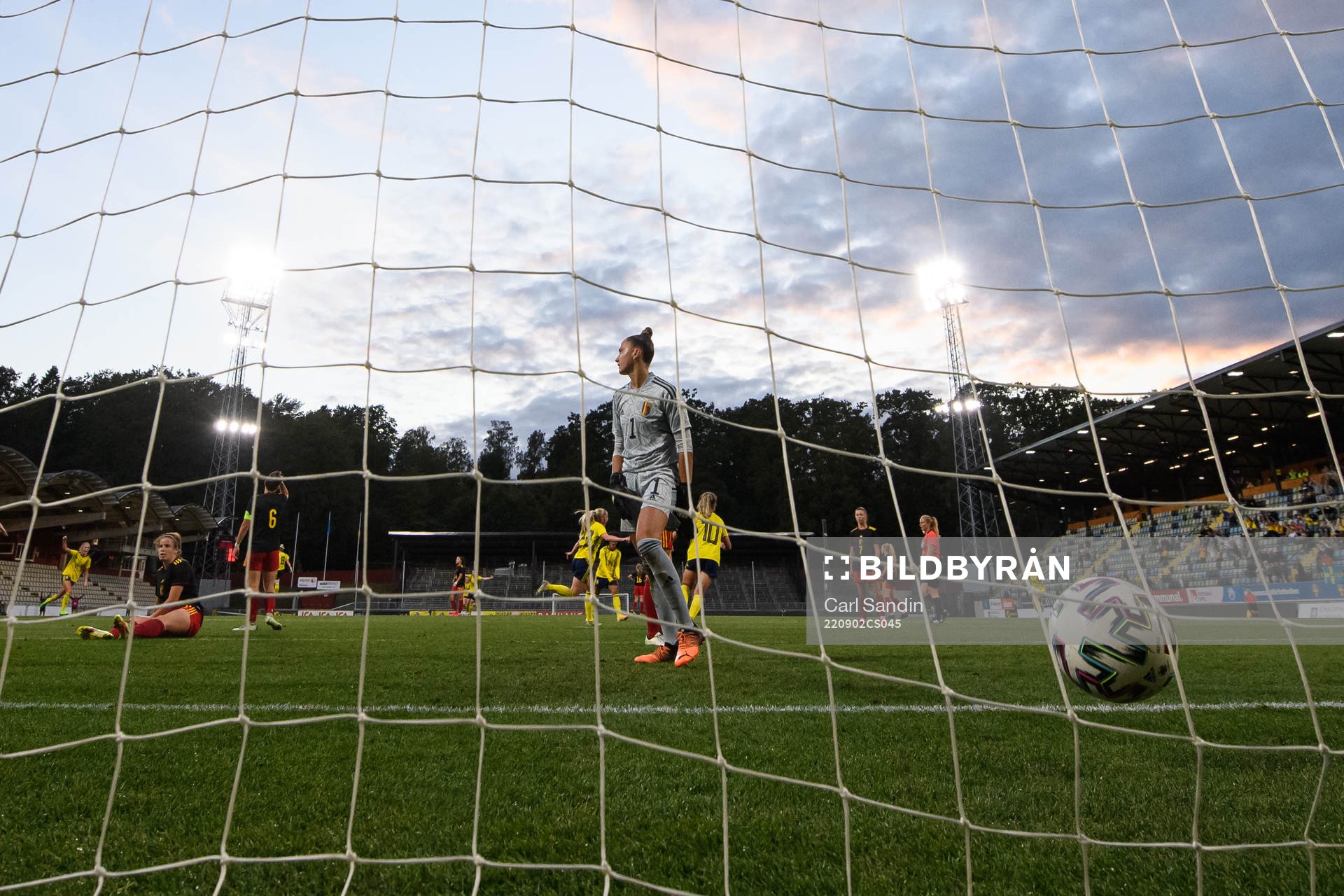 Goalkeeper Femke Bastiaen of Belgium looks dejected