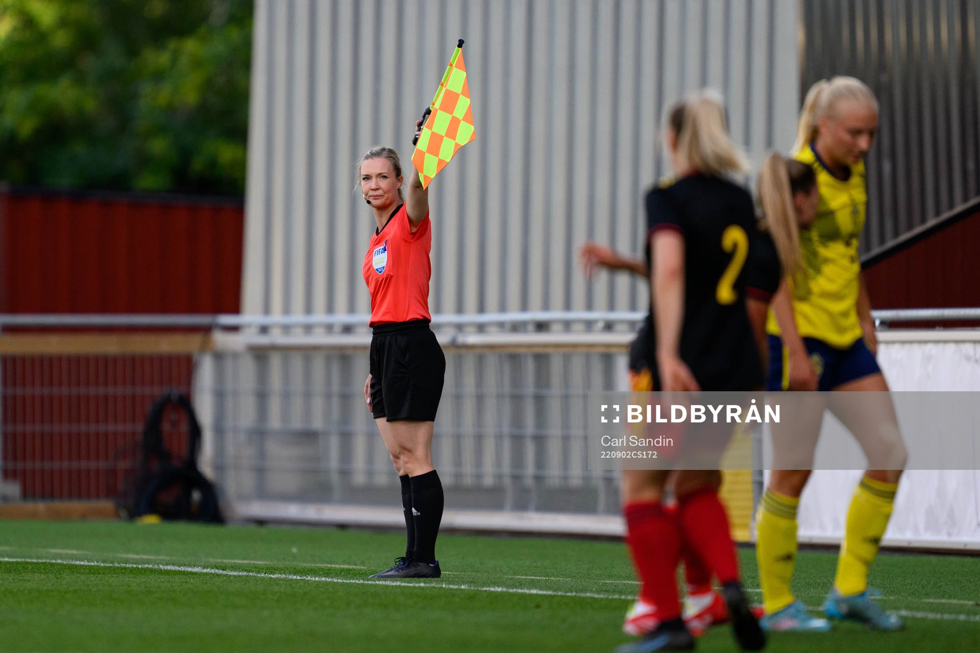 Assistant referee Camilla Stendahl during the international friendly U23 football match between Sweden and Belgium on September 2, 2022 in Jönköping.