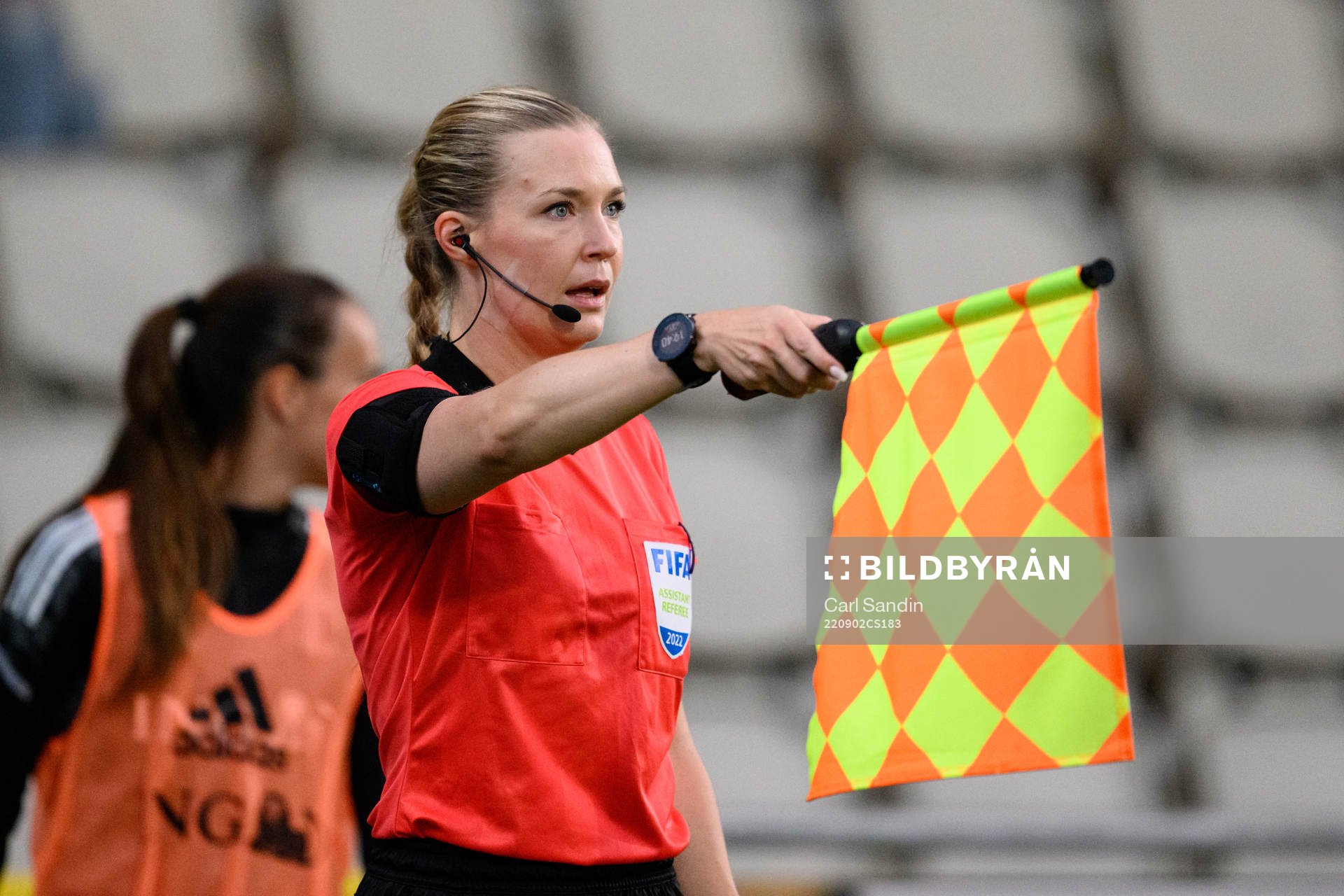 Assistant referee Camilla Stendahl during the international friendly U23 football match between Sweden and Belgium on September 2, 2022 in Jönköping.