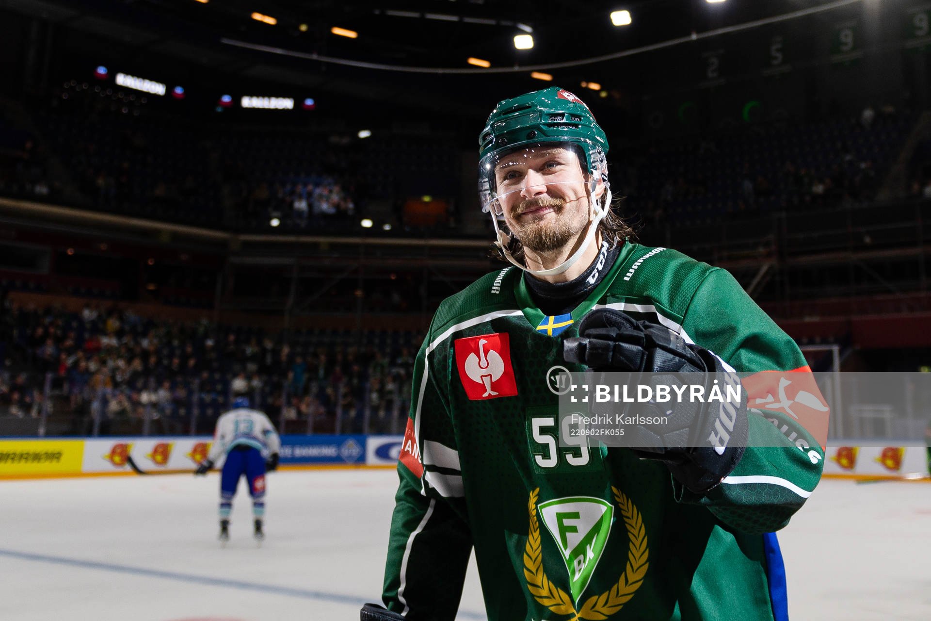 Linus Johansson  of Färjestad celebrate the 6-0 goal