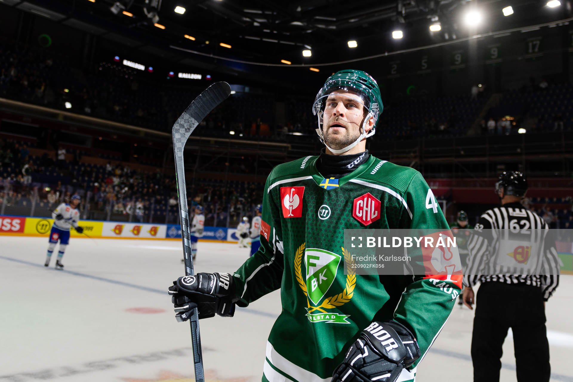 Henrik Björklund of Färjestad celebrate the 7-0 goal