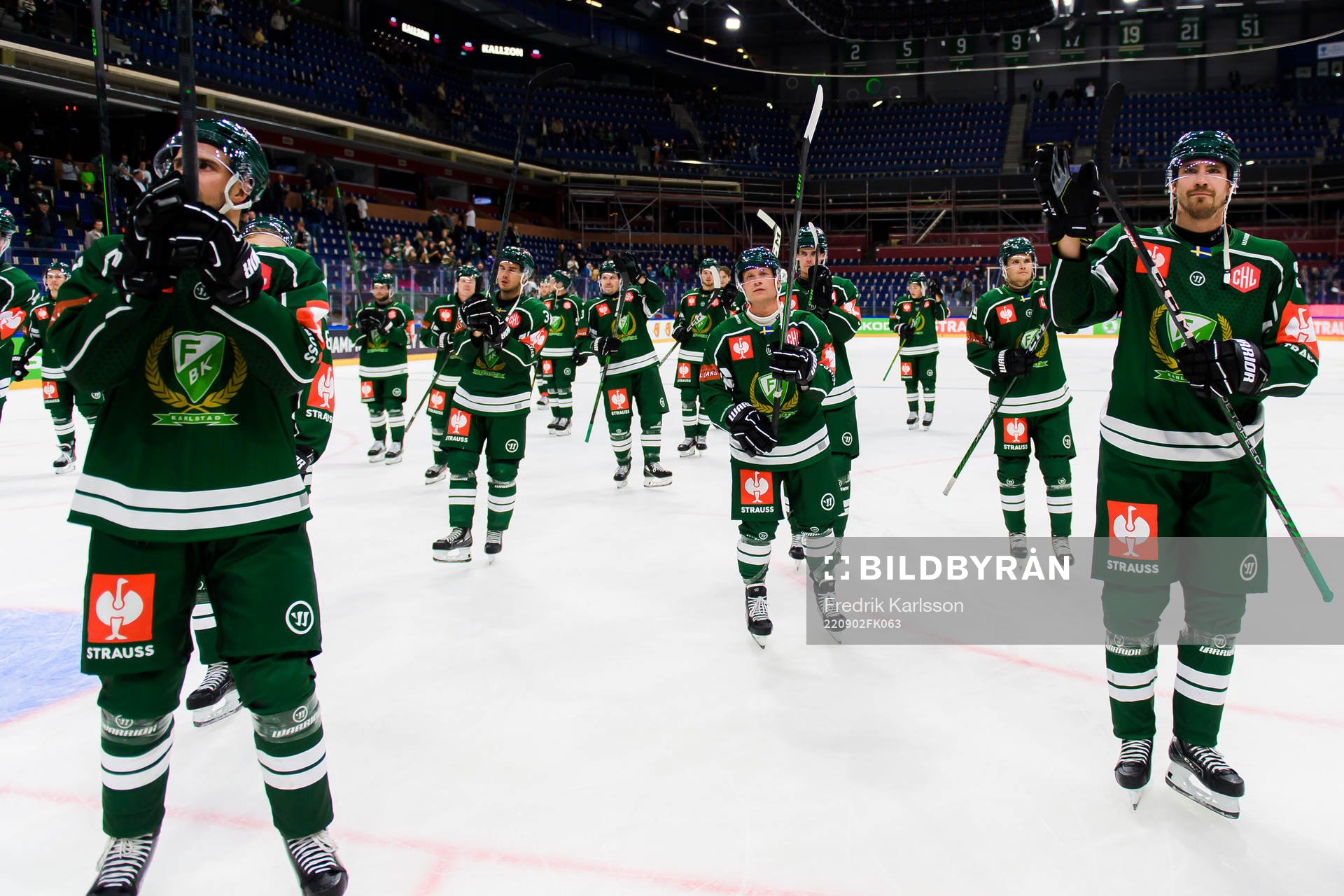 Players of Färjestad celebrating
