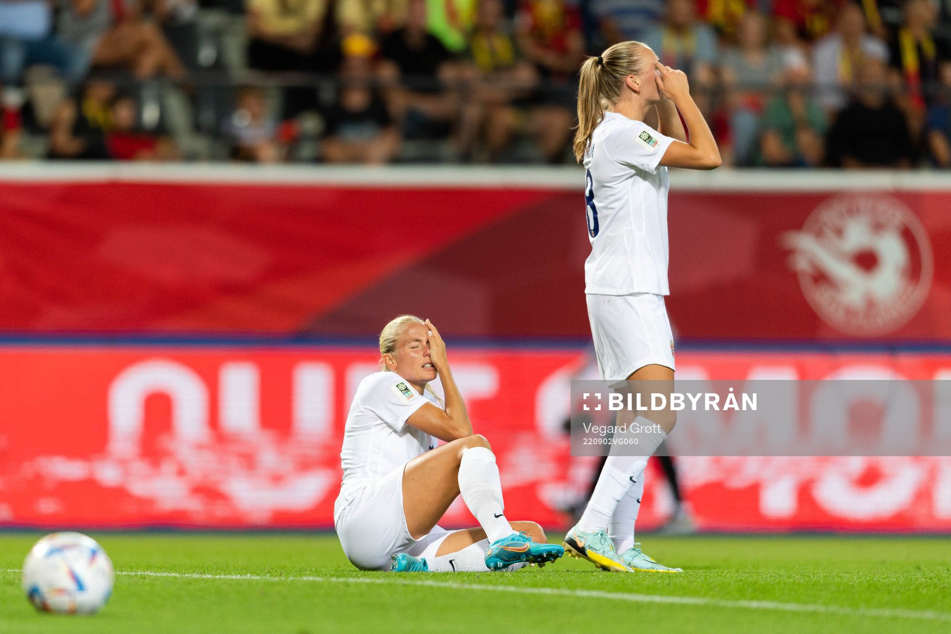 Guro Bergsvand of Norway looks dejected