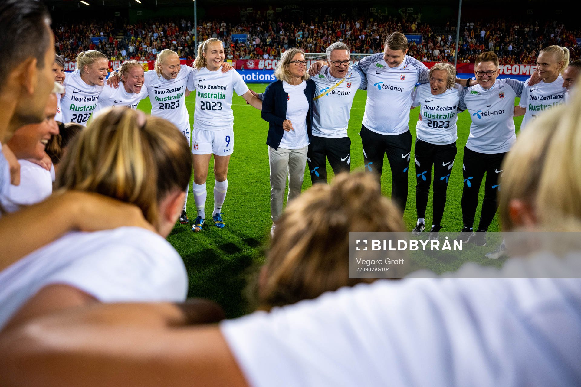 Players and staff of Norway celebrate