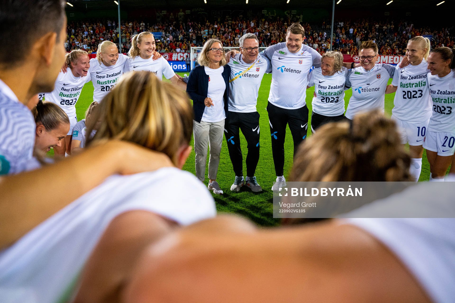Players and staff of Norway celebrate