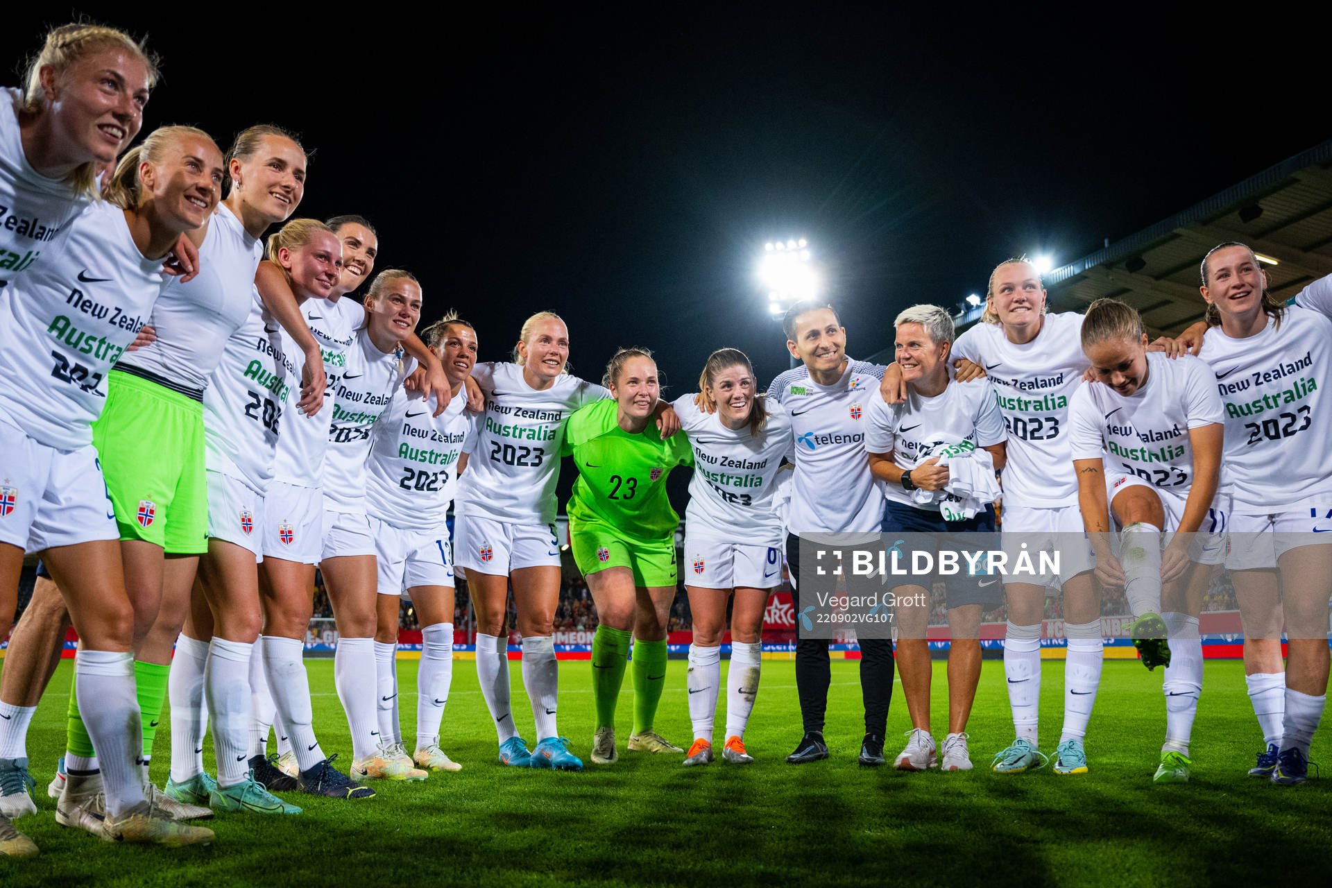 Players and staff of Norway celebrate
