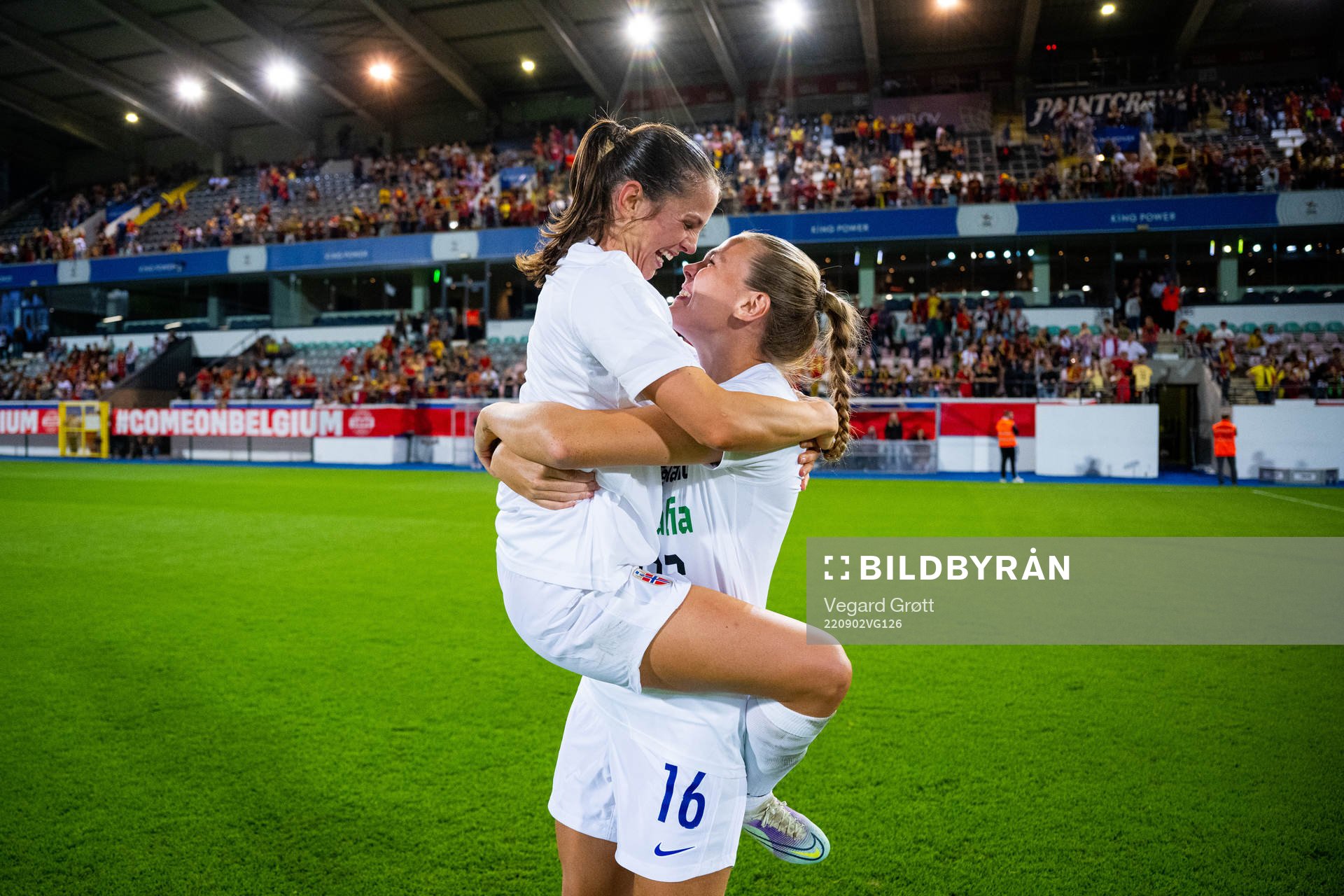 Tuva Hansen and Marthine Østenstad of Norway  celebrate