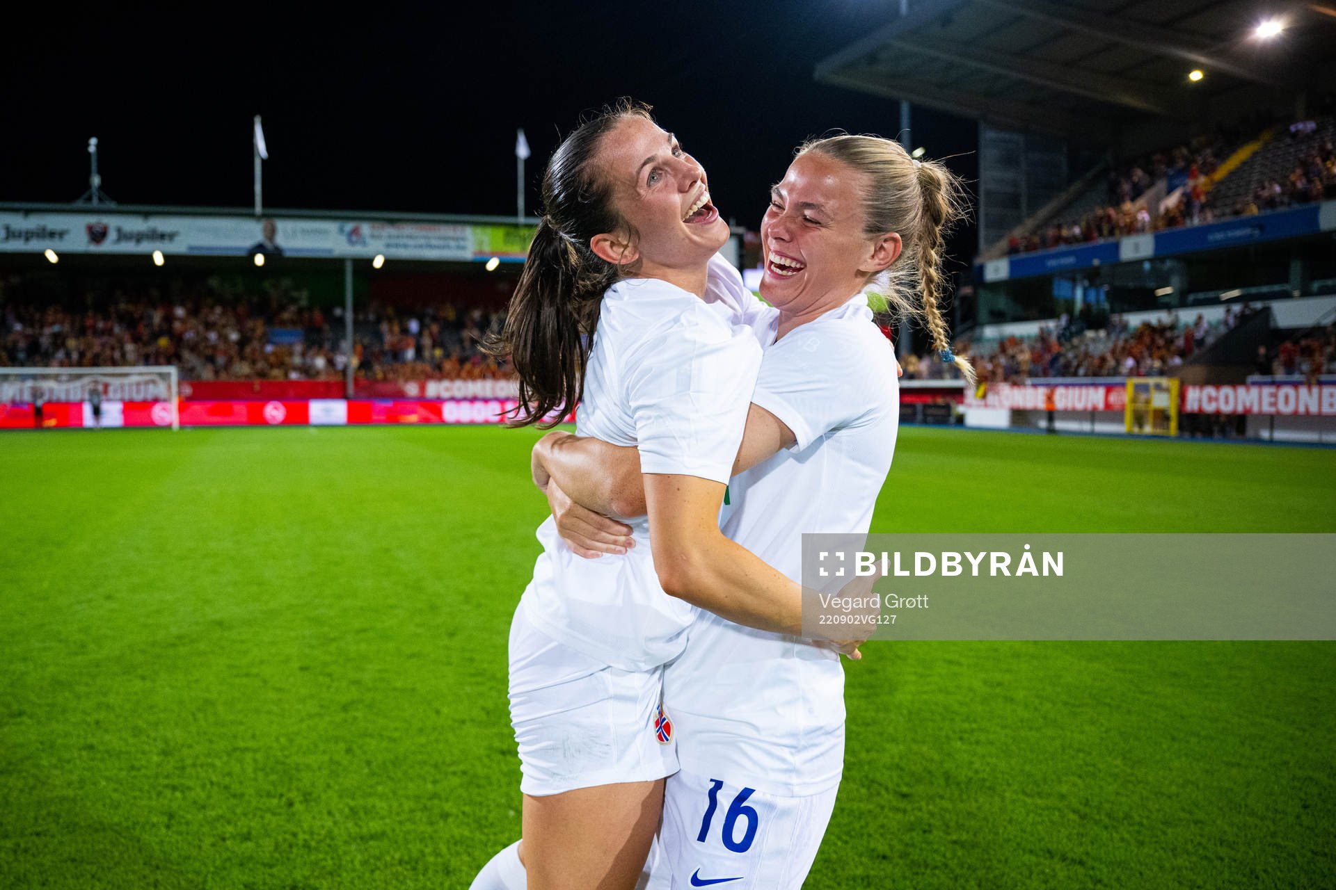 Tuva Hansen and Marthine Østenstad of Norway  celebrate