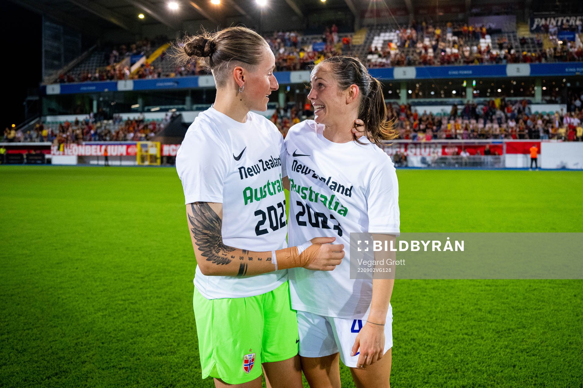 Goalkeeper Rugile Maria Rulyte and Tuva Hansen of Norway