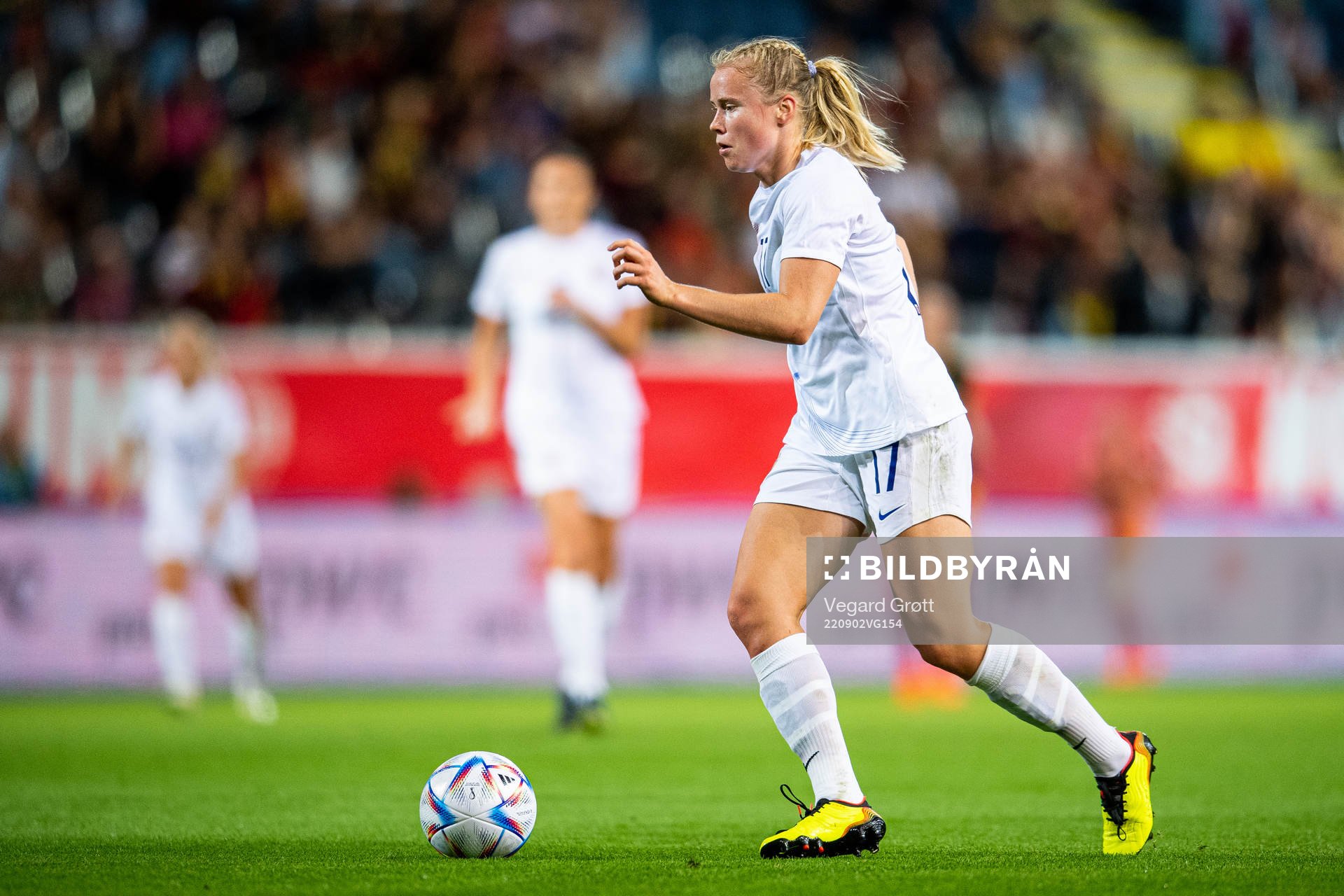 Julie Blakstad of Norway during the FIFA Women's World Cup Qualifier football match between Belgium and Norway on September 2, 2022 in Leuven.