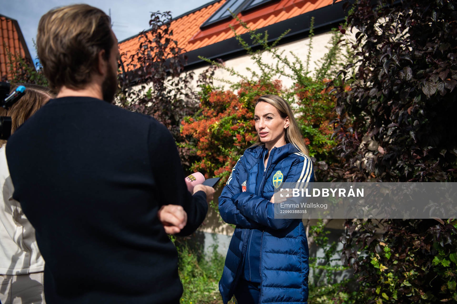 Kosovare Asllani is interviewed by the media