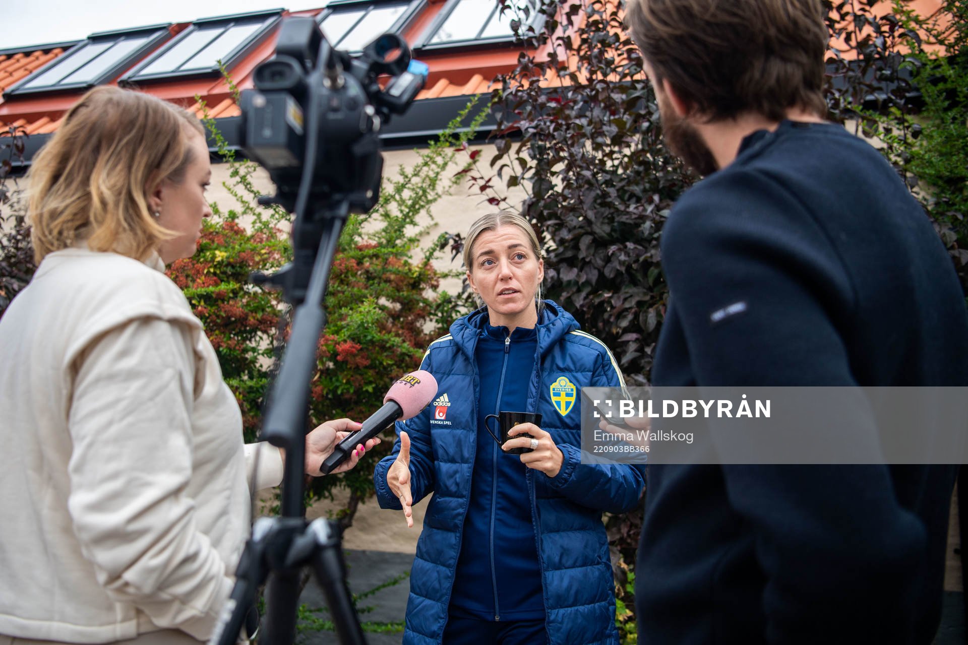 Linda Sembrant is interviewed by the media