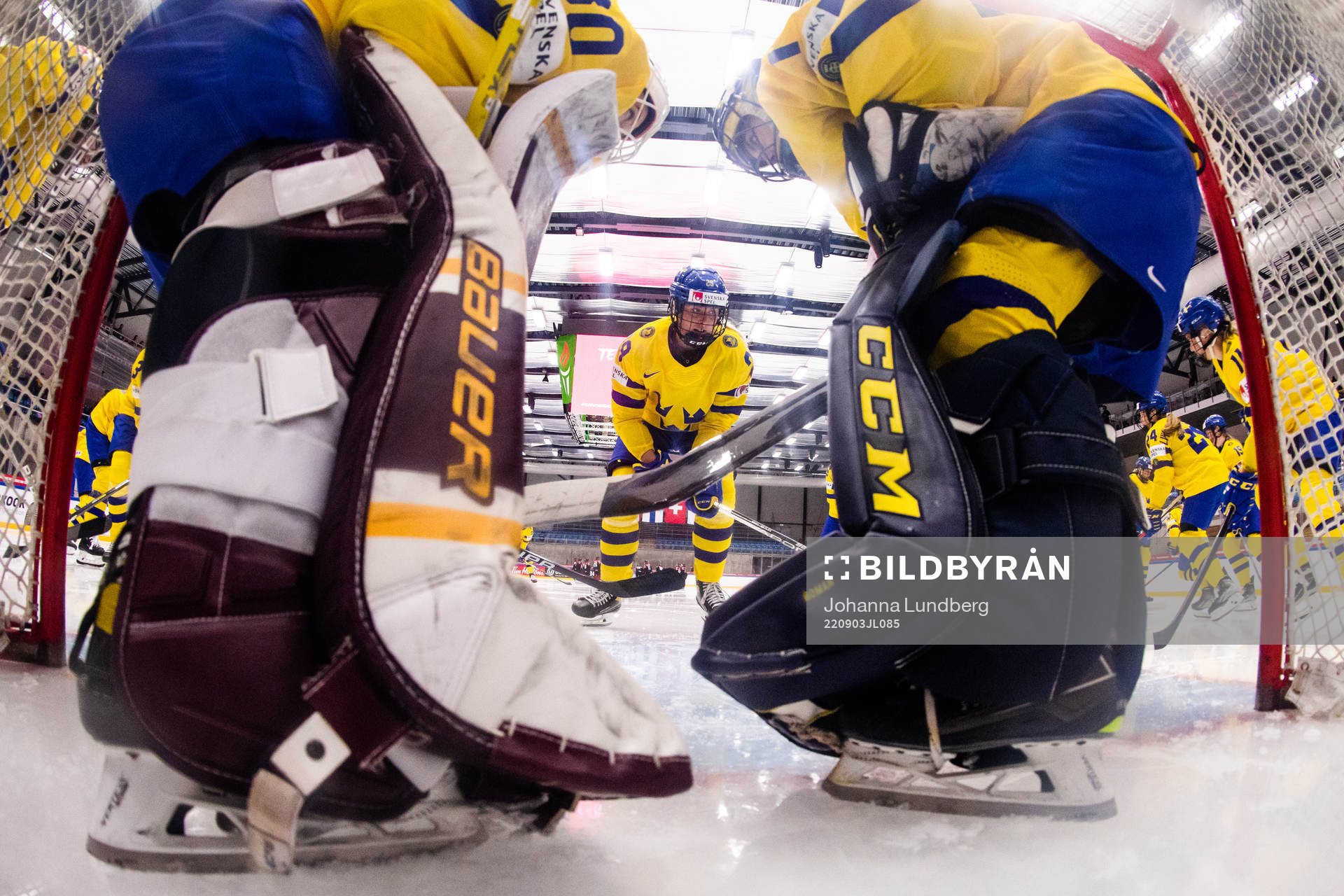 goaltender Emma Söderberg, Olivia Carlsson and goaltender