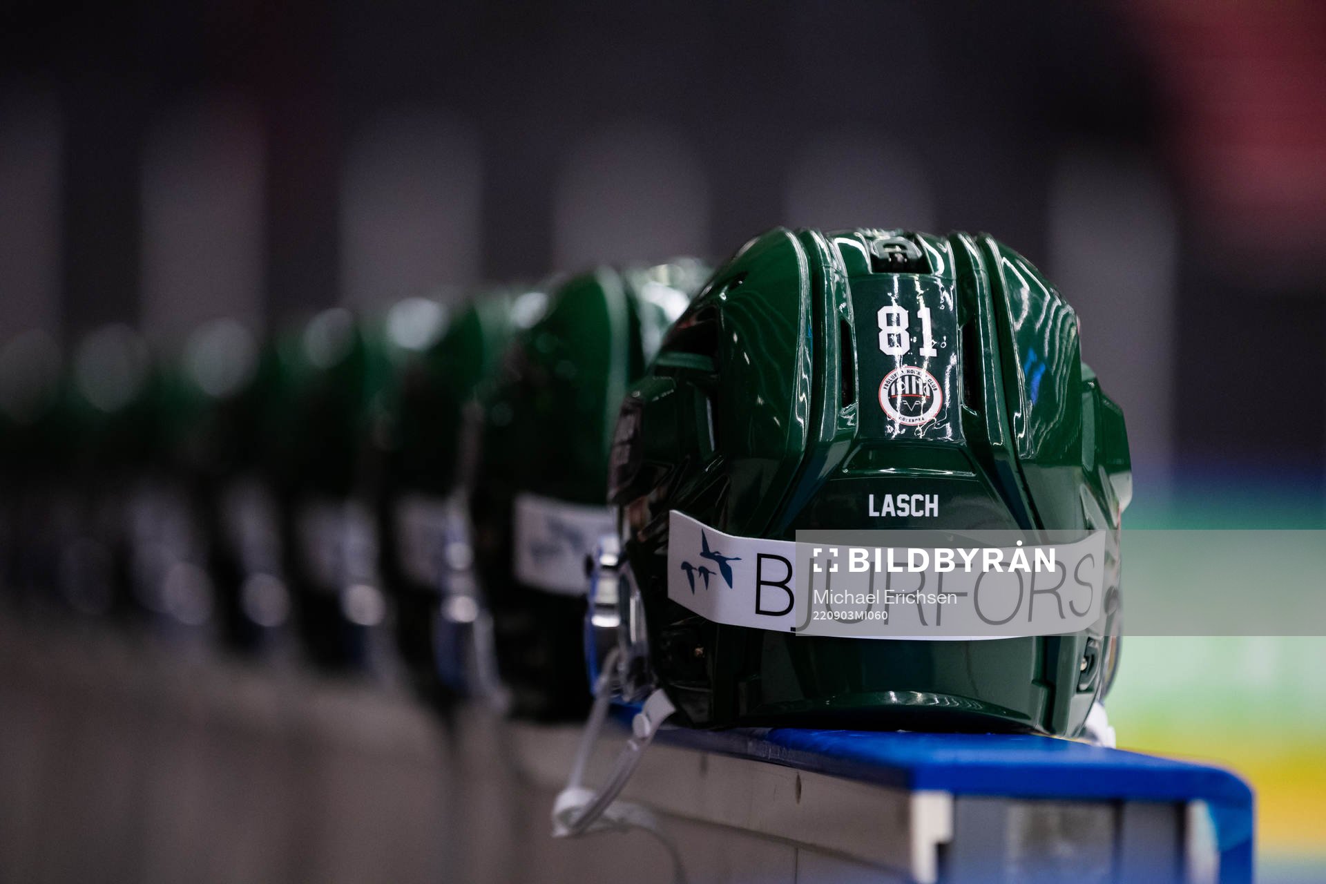 Ryan Lasch of Frölunda’s helmet