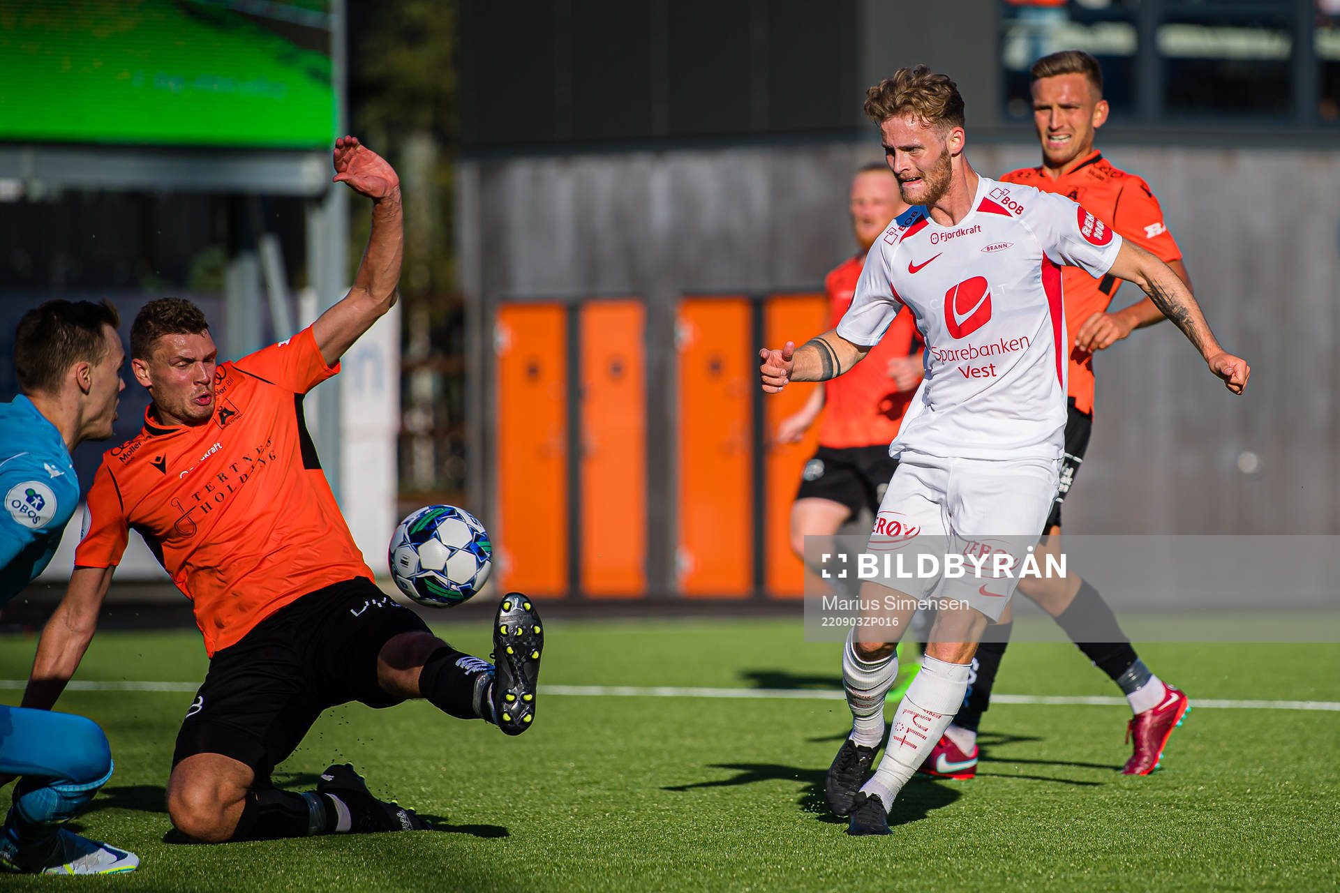 Ole Didrik Blomberg of Brann scores the 0-2 goal