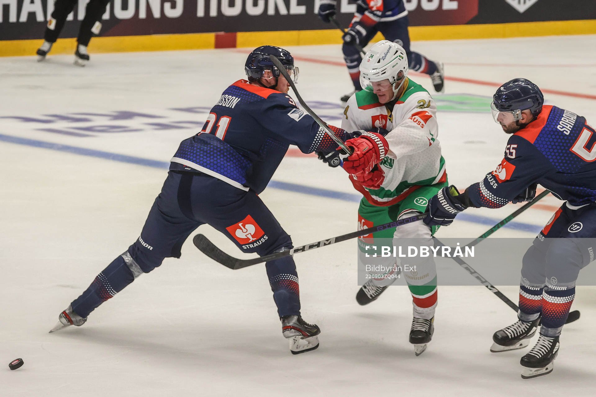 Marco Kasper of Rögle and henrik Nilsson of Fehervar