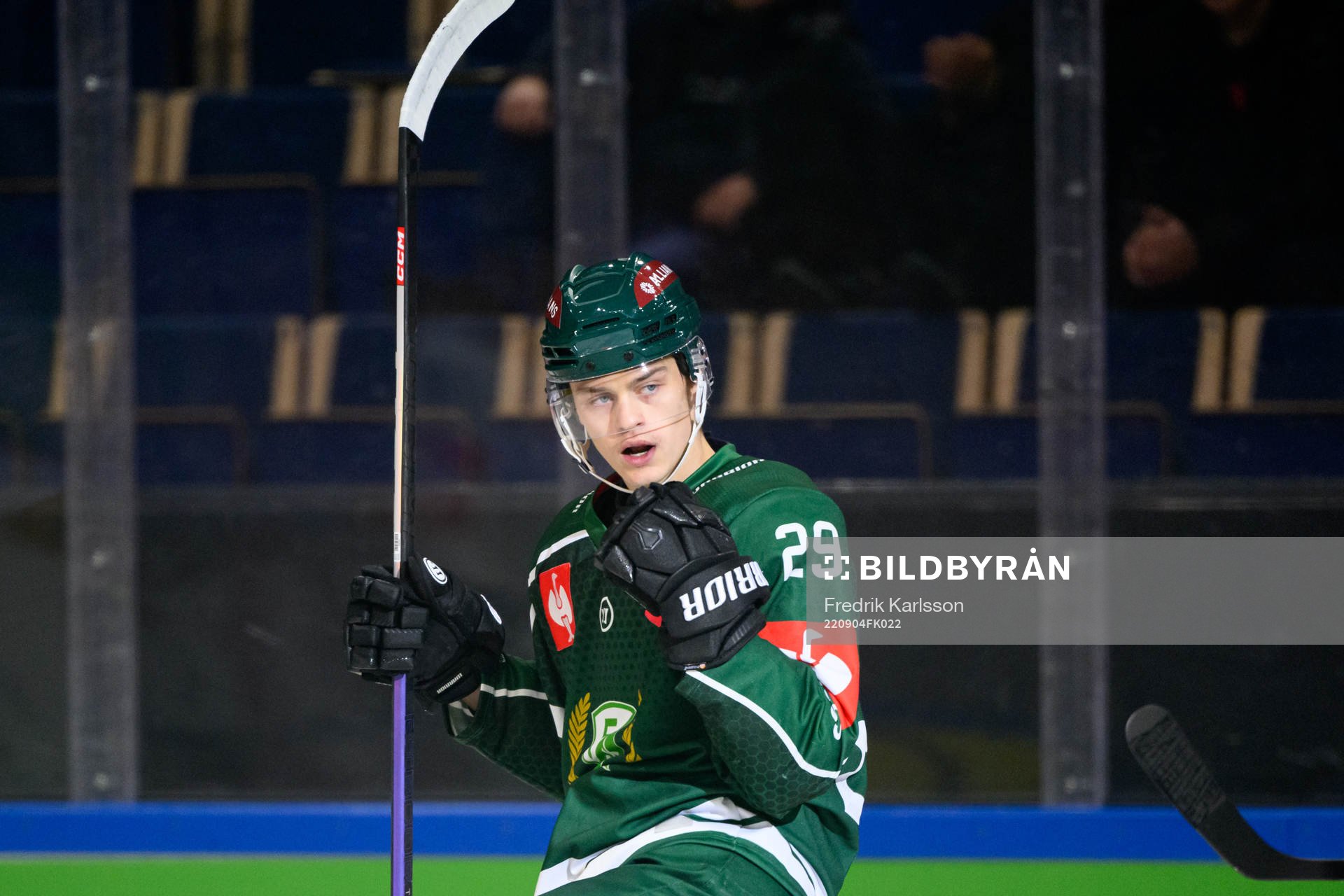 Lucas Forsell of Färjestad celebrates