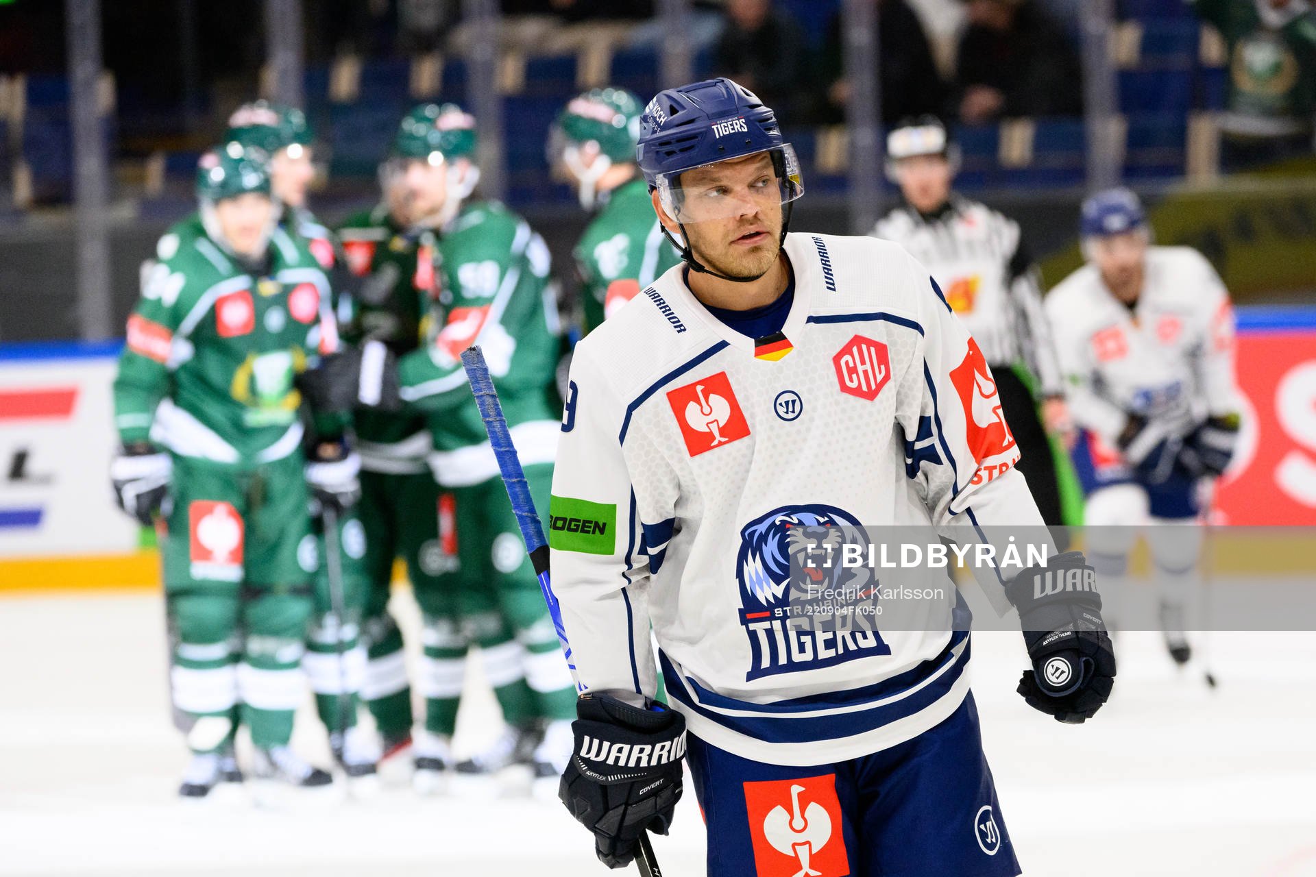 Tim Brunnhuber of Straubing Tigers looks dejected