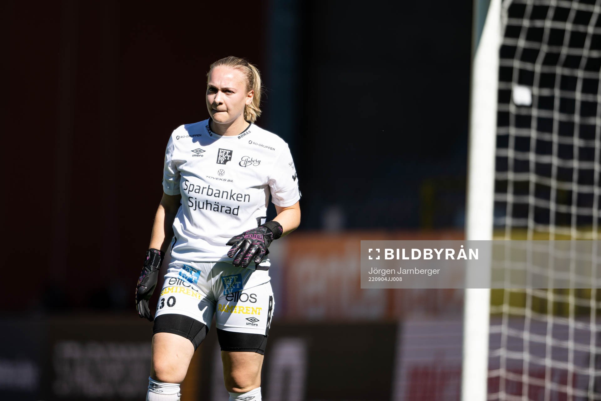 Elfsborgs målvakt Tuva Janveden Mobrandt under fotbollsmatchen i Div 2 Mellersta Götaland mellan Elfsborg och Våmb den 4 september 2022 i Borås. 