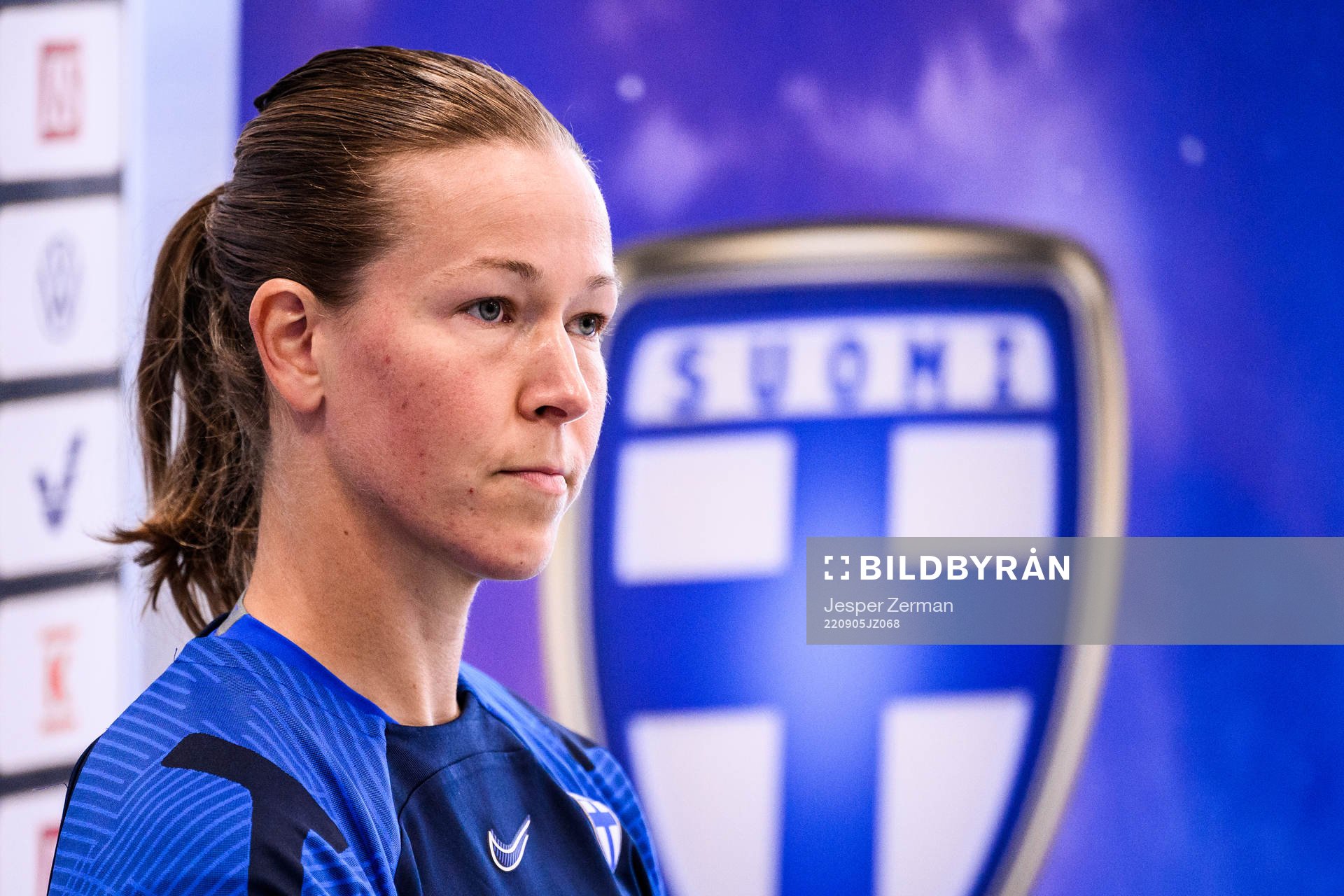 goalkeeper Tinja-Riikka Korpela of Finland's women's national team at a press conference ahead of a training session on September 5, 2022 in Tampere.
