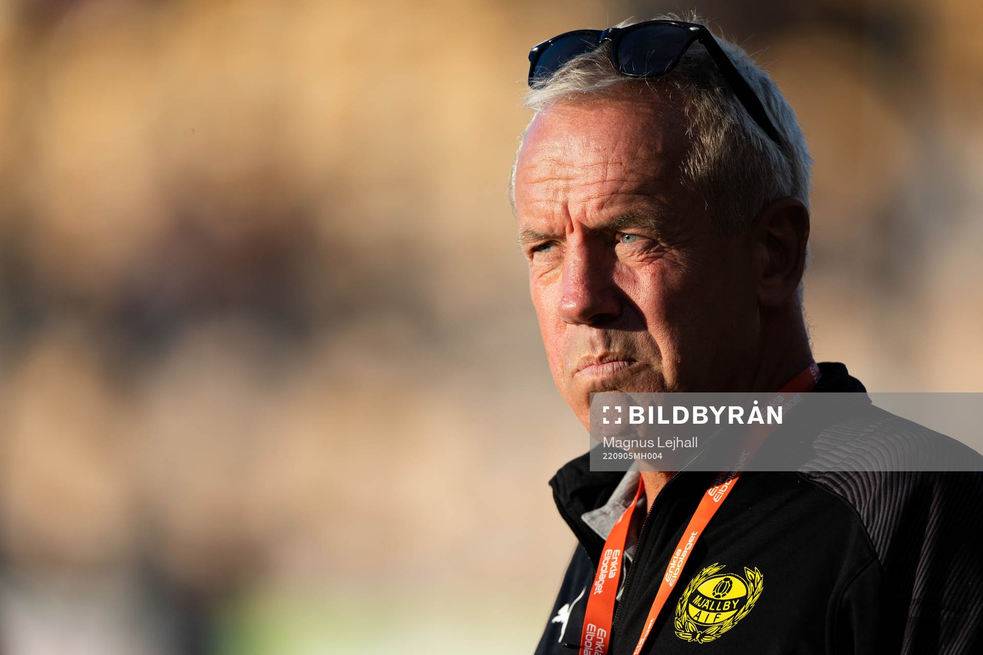 Mjällbys sportchef Hans Larsson inför fotbollsmatchen i Allsvenskan mellan Mjällby och IFK Göteborg den 5 september 2022 i Hällevik. 