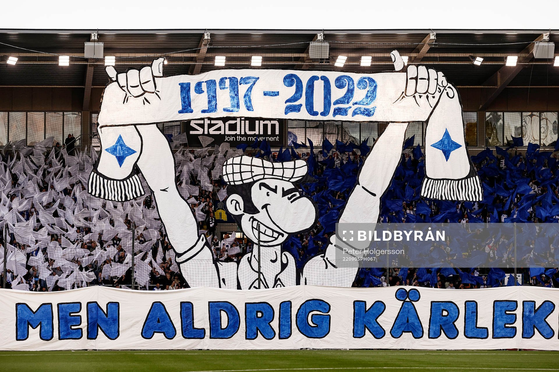 Tifo på Curva Nordahl under fotbollsmatchen i Allsvenskan mellan IFK Norrköping och Hammarby den 5 september 2022 i Norrköping. 