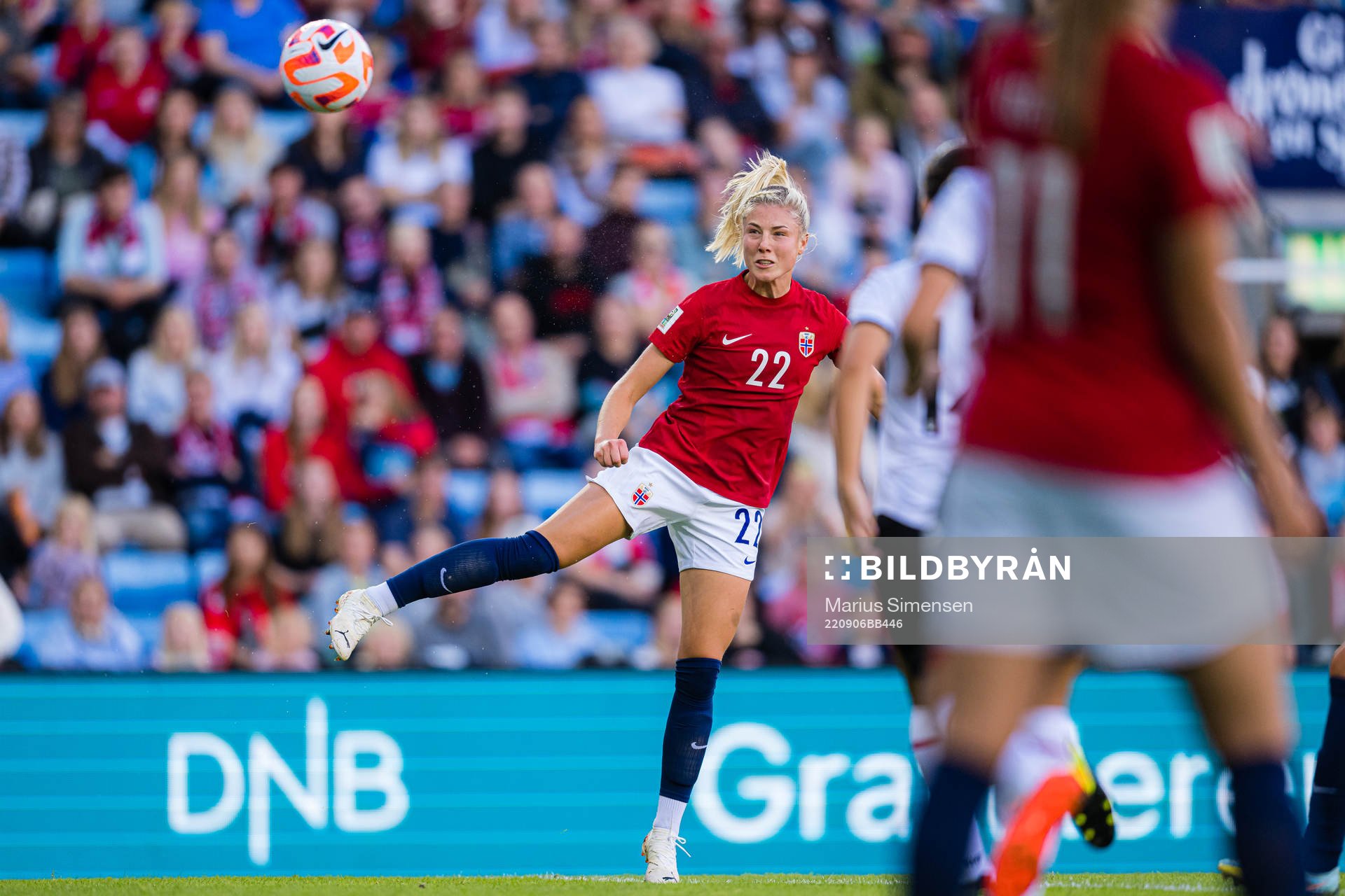Sophie Roman Haug of Norway scores the 1-0 goal