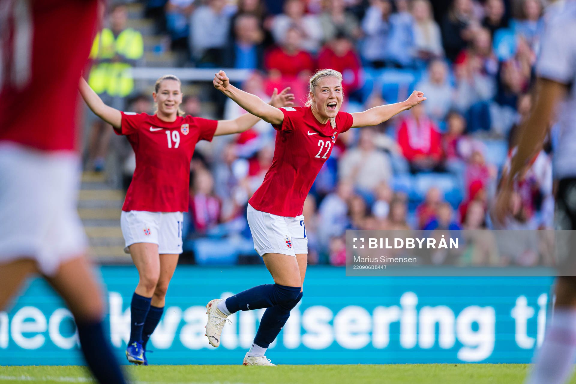 Sophie Roman Haug of Norway celebrates