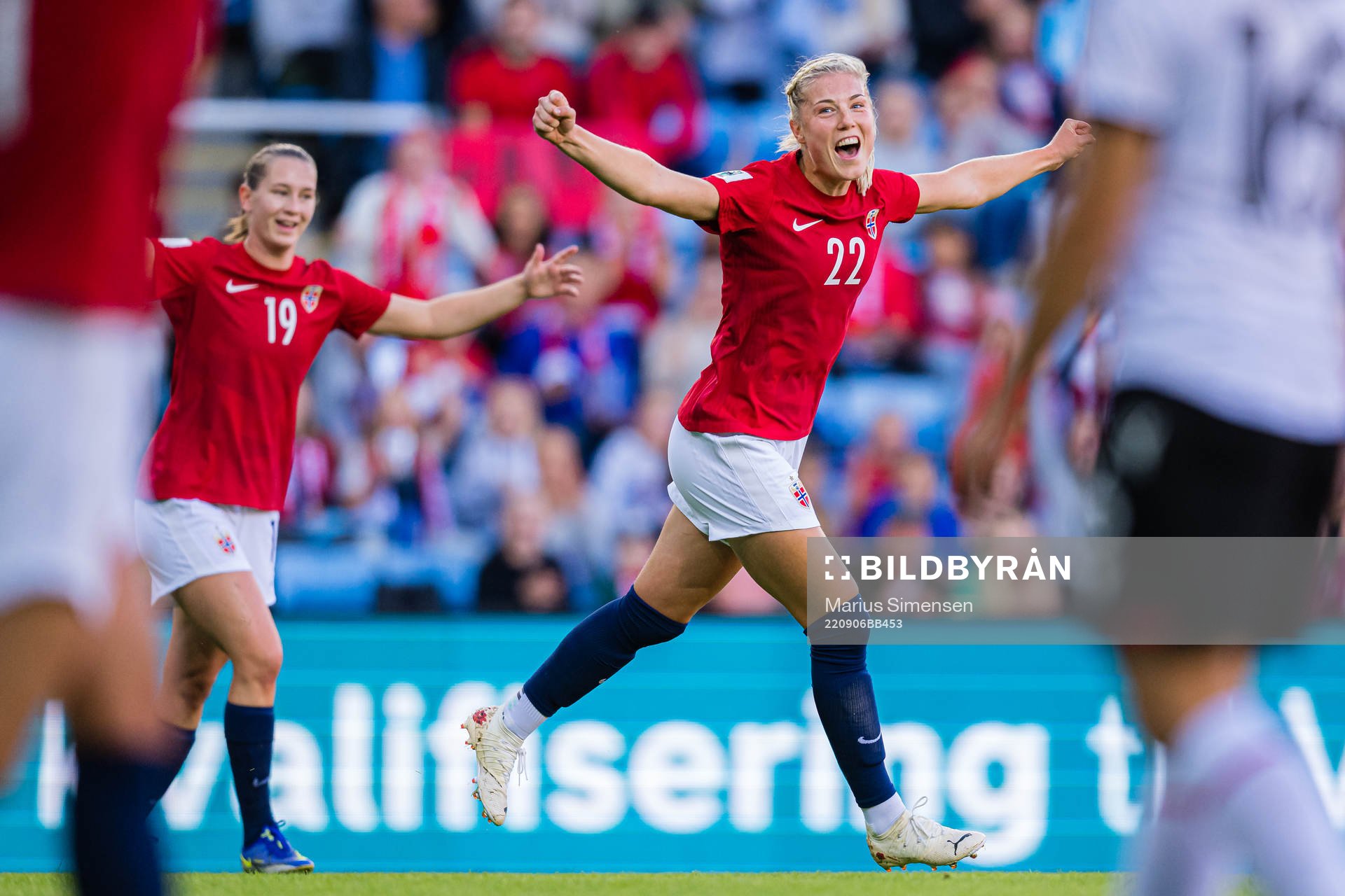 Sophie Roman Haug of Norway celebrates