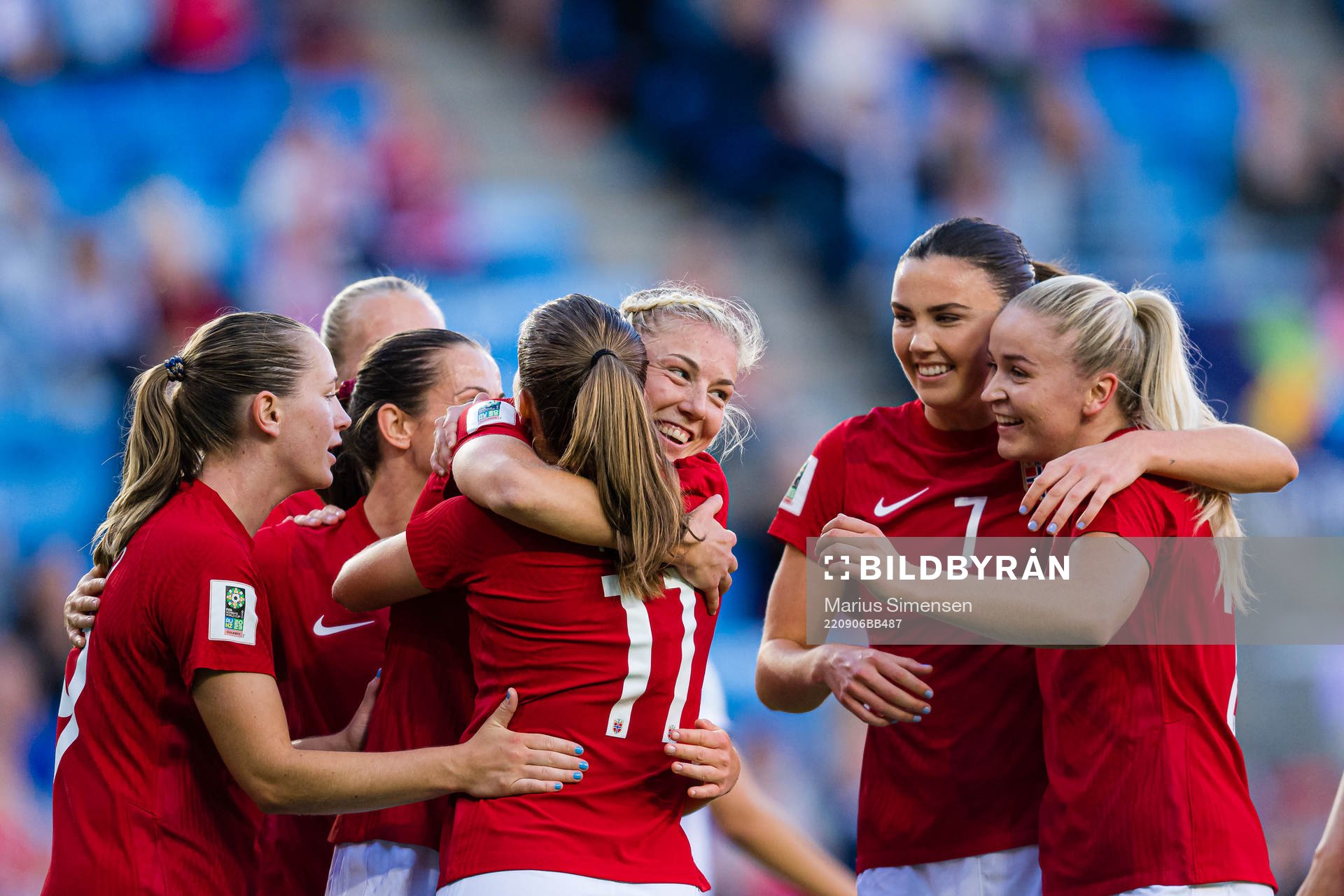 Sophie Roman Haug of Norway celebrates