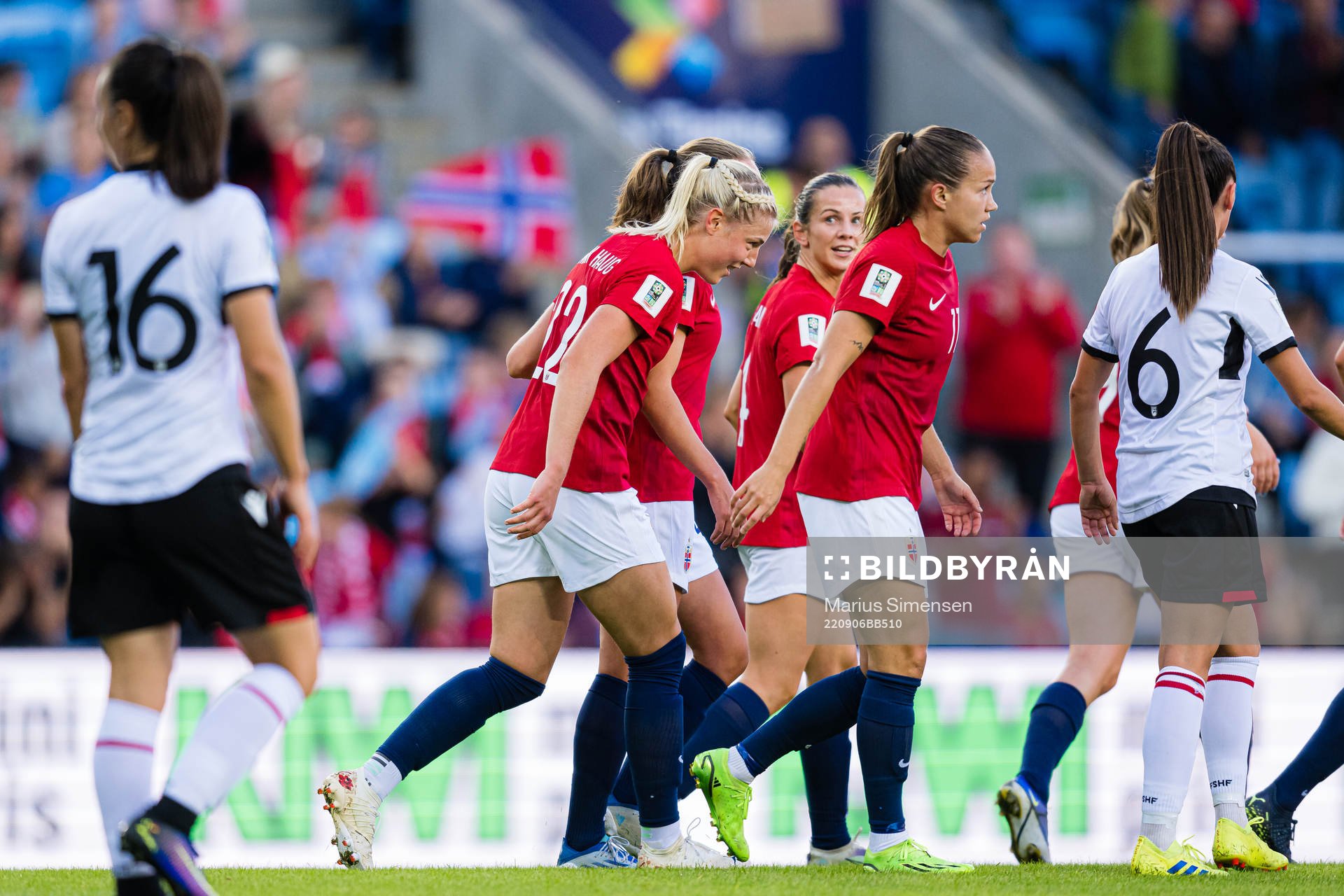 Sophie Roman Haug of Norway celebrates