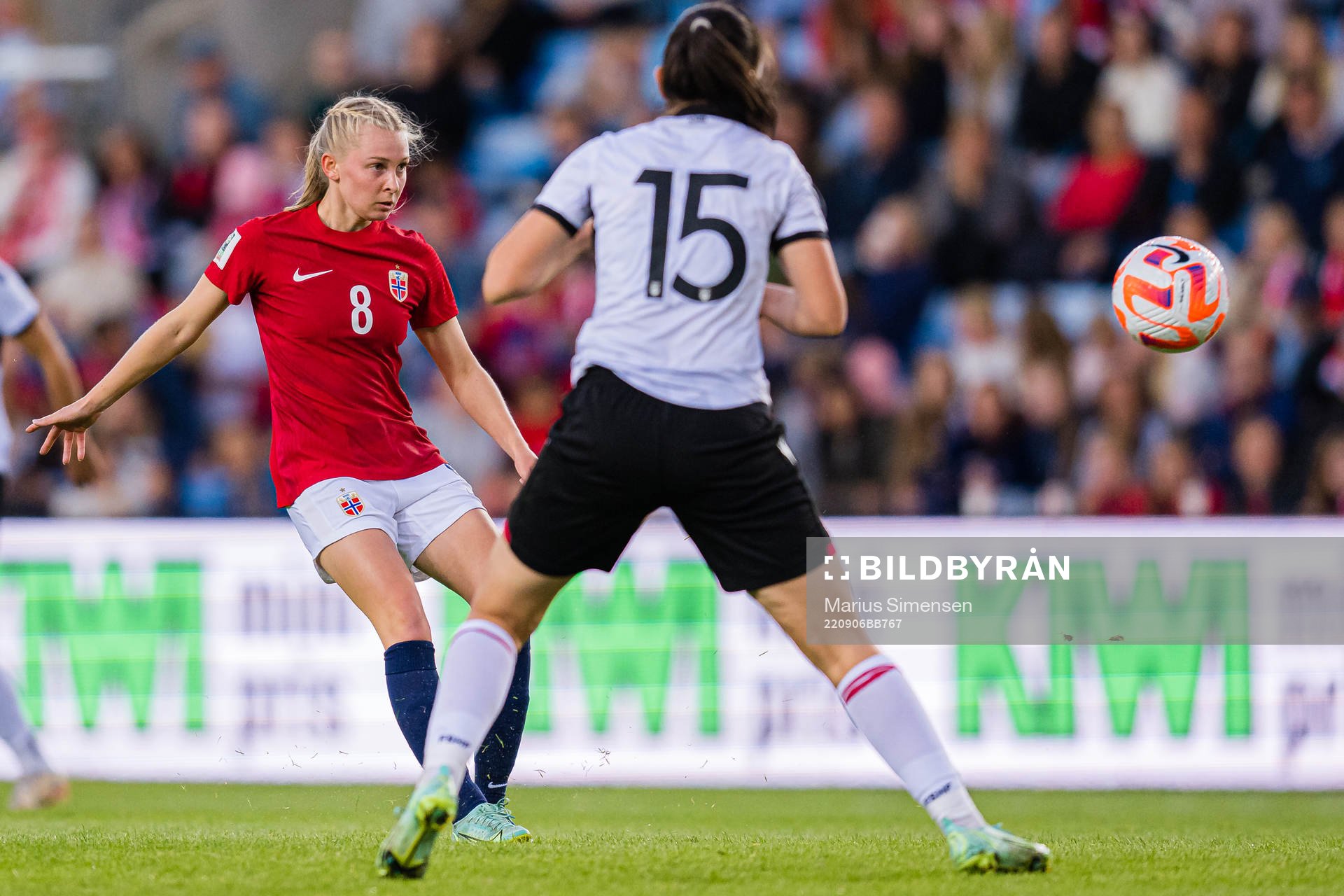 Emilie Marie Joramo of Norway during FIFA Women's World Cup Qualifier football match between Norway and Albania on September 6, 2022 in Oslo.