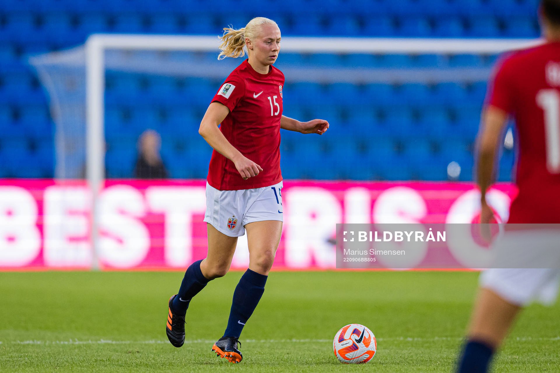 Sara Iren Lindbak Hørte of Norway during FIFA Women's World Cup Qualifier football match between Norway and Albania on September 6, 2022 in Oslo.