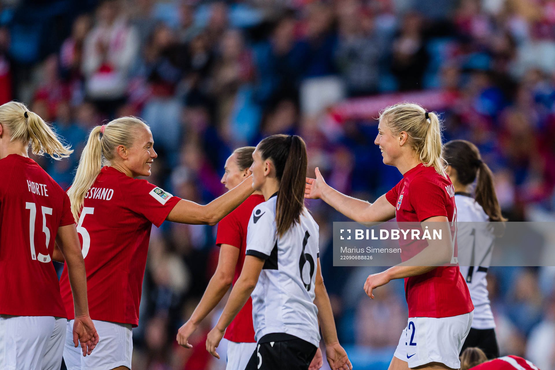 Sophie Roman Haug of Norway celebrates
