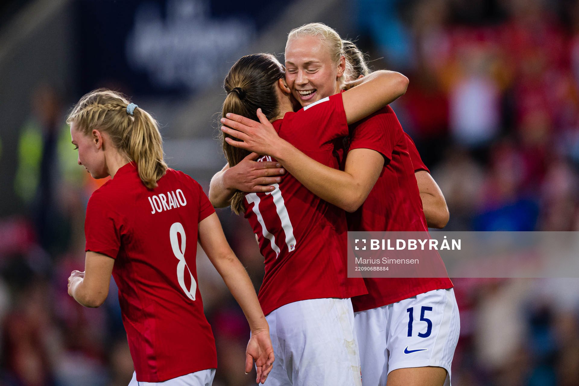 Sara Iren Lindbak Hørte of Norway celebrates