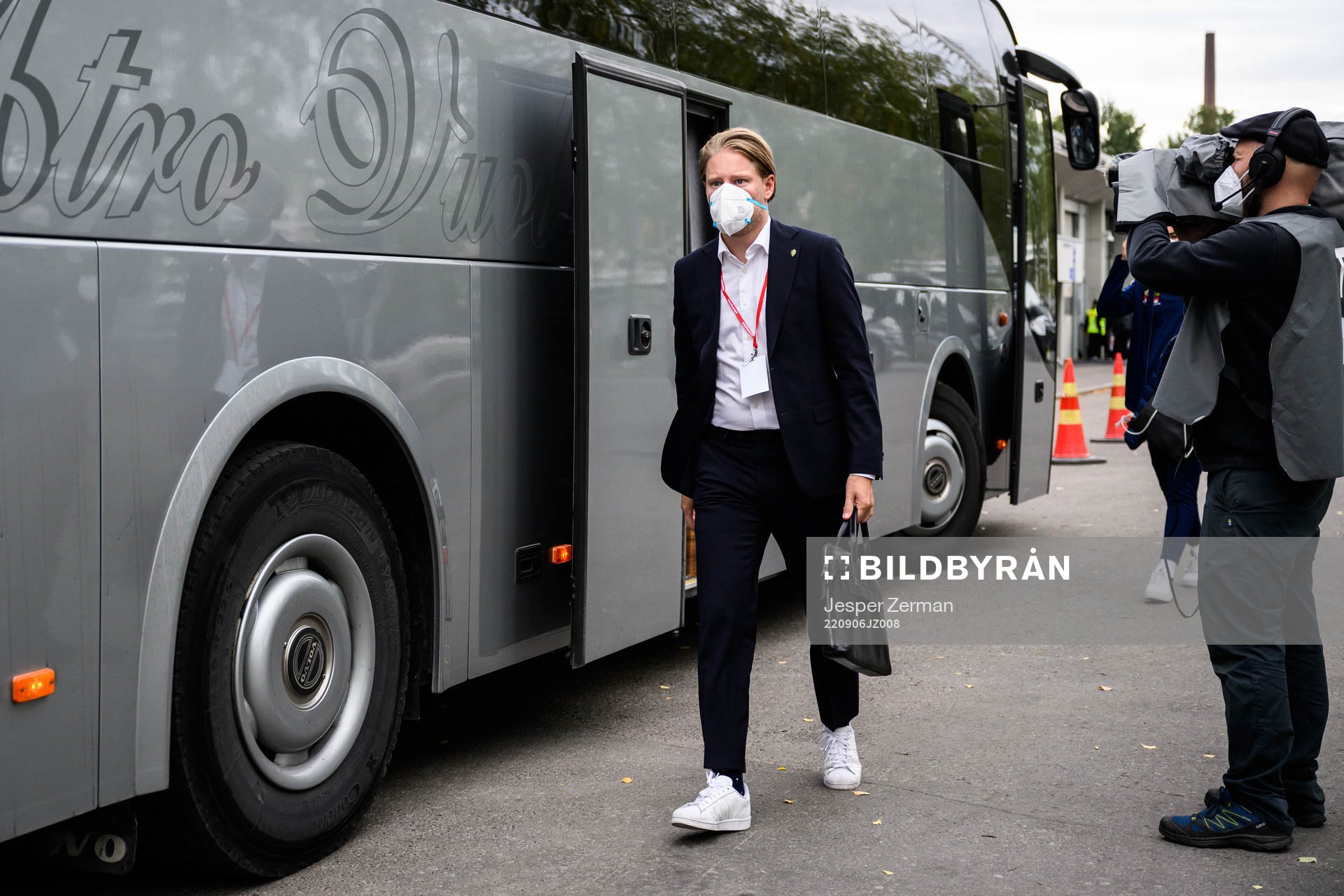 Fredrik Madestam, press officer of Sweden arrives at