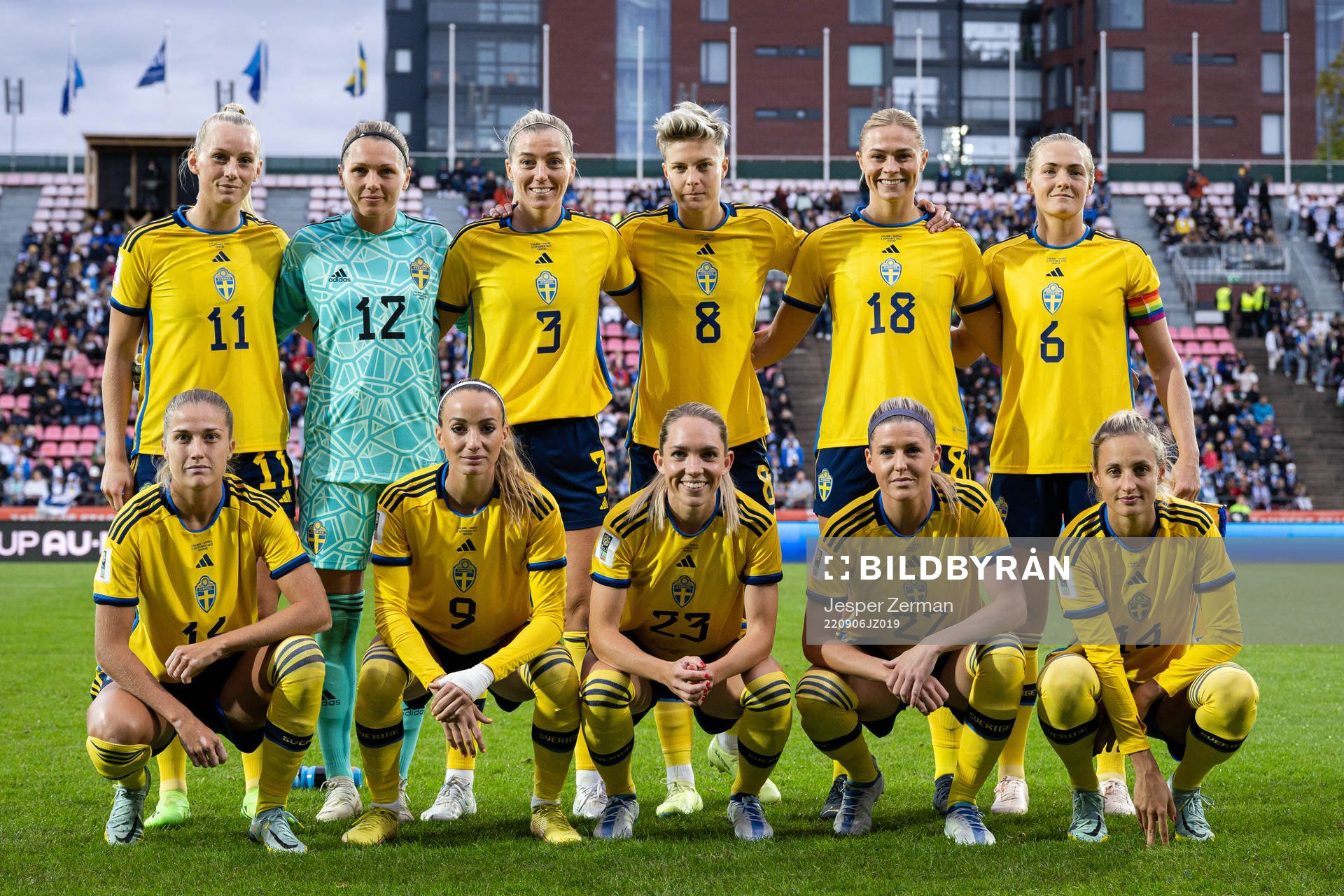 The starting eleven of Sweden pose for a team photo