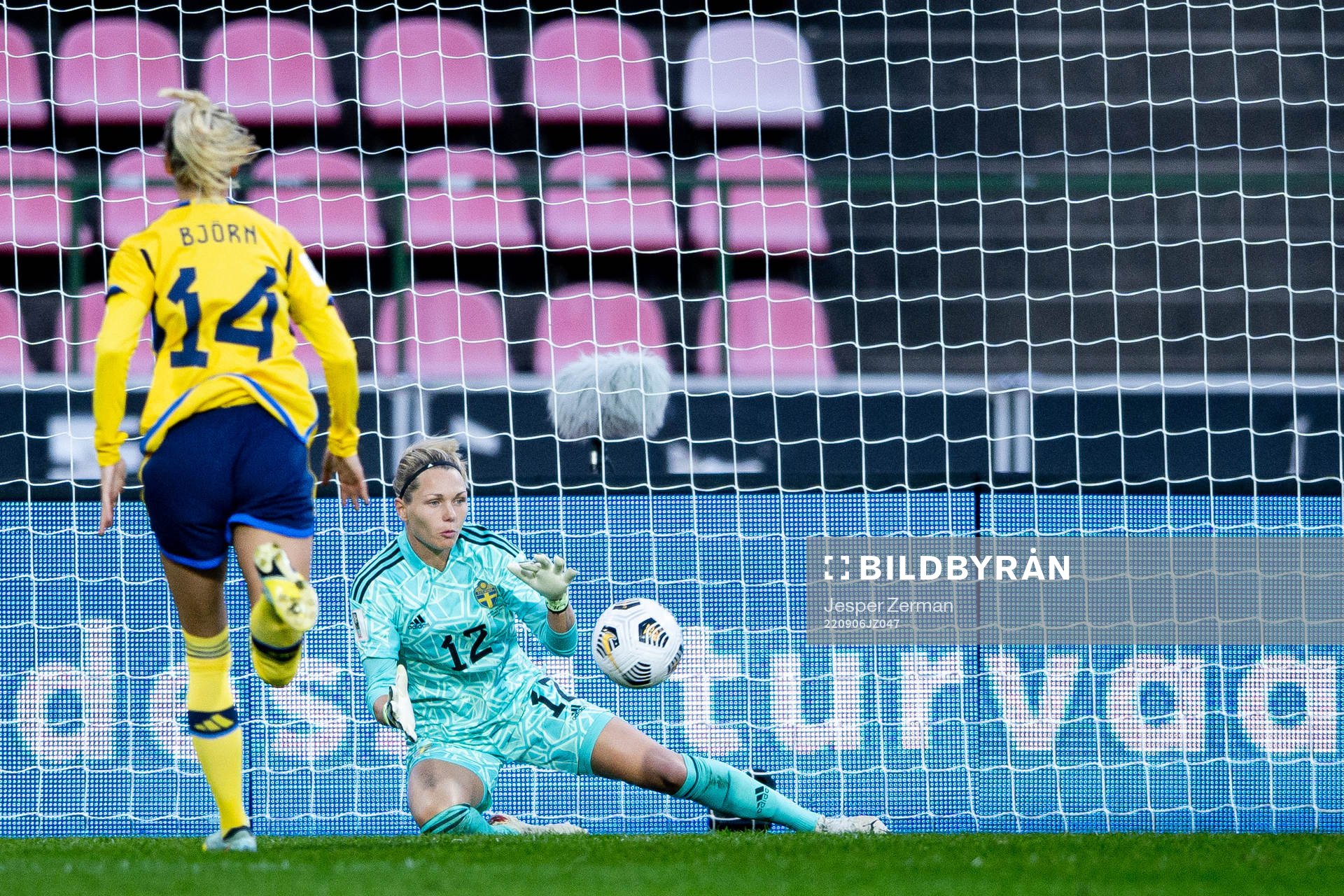 Goalkeeper Jennifer Falk of Sweden