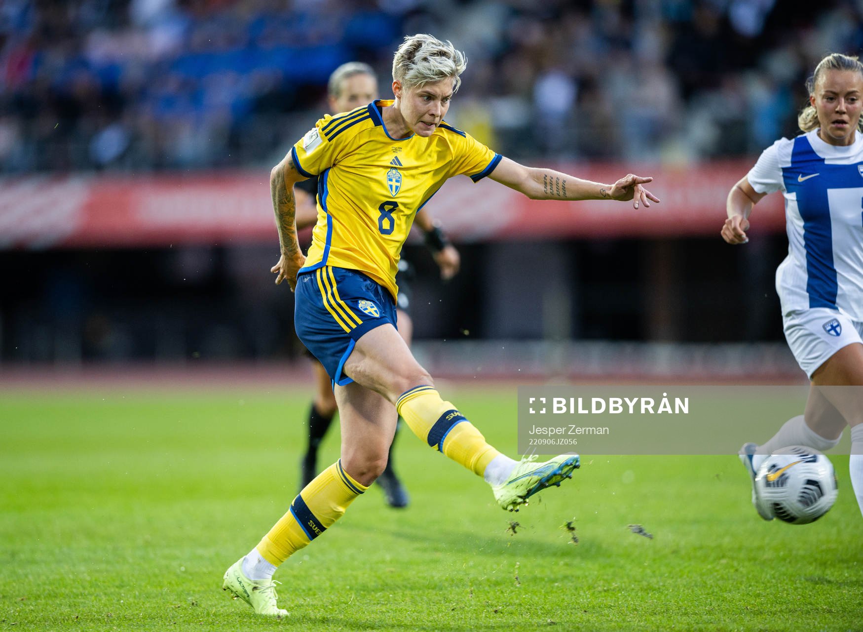 Lina Hurtig of Sweden scores  the 0-2 goal