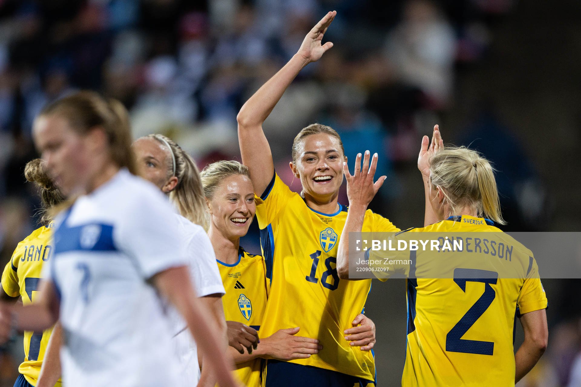Fridolina Rolfö of Sweden celebrates