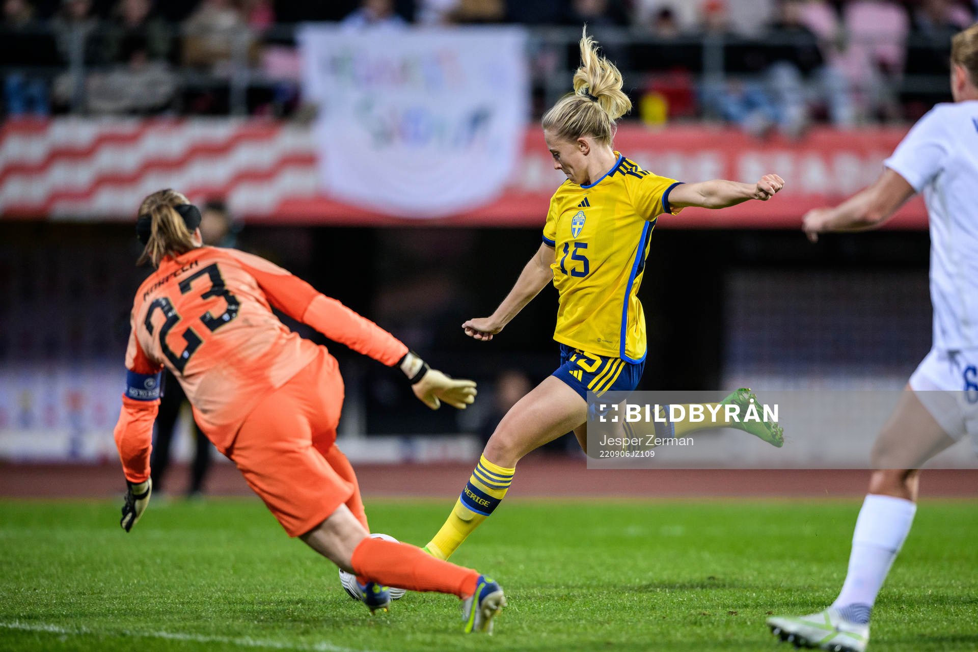 Rebecka Blomqvist of Sweden during the FIFA Women's World Cup Qualifier football match between Finland and Sweden on September 6, 2022 in Tampere.