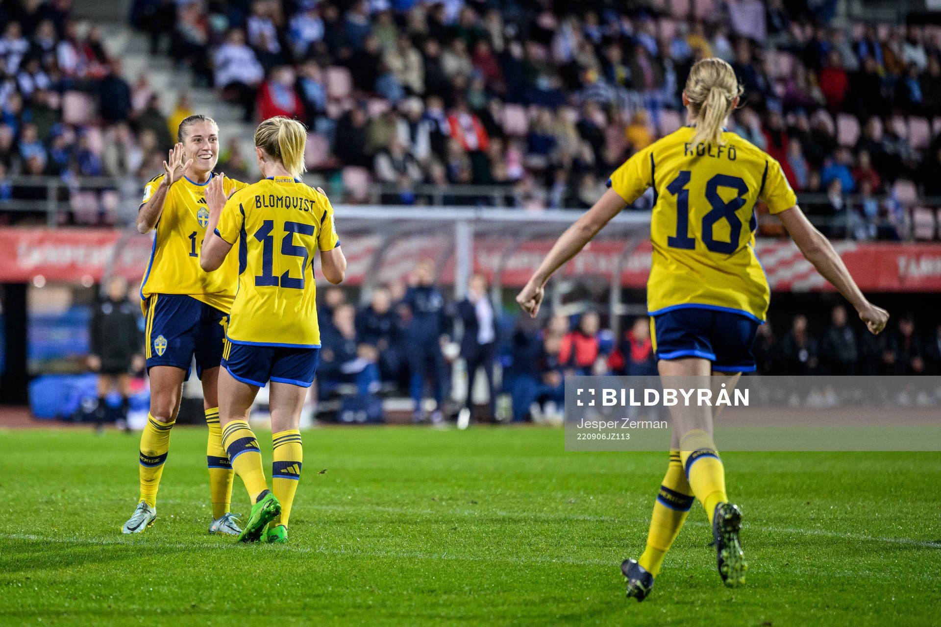 Rebecka Blomqvist of Sweden celebrates with Filippa
