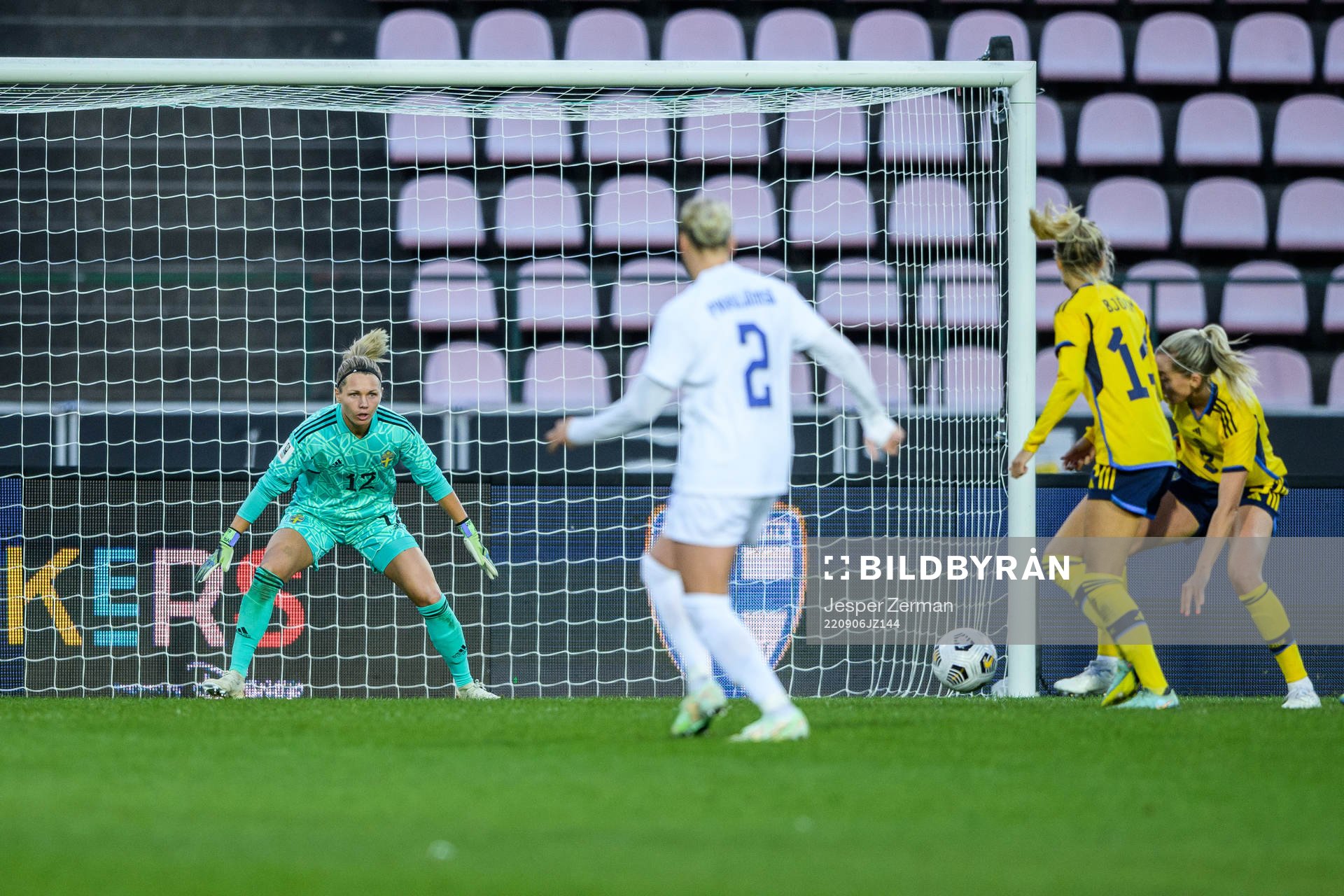 goalkeeper Jennifer Falk of Sweden