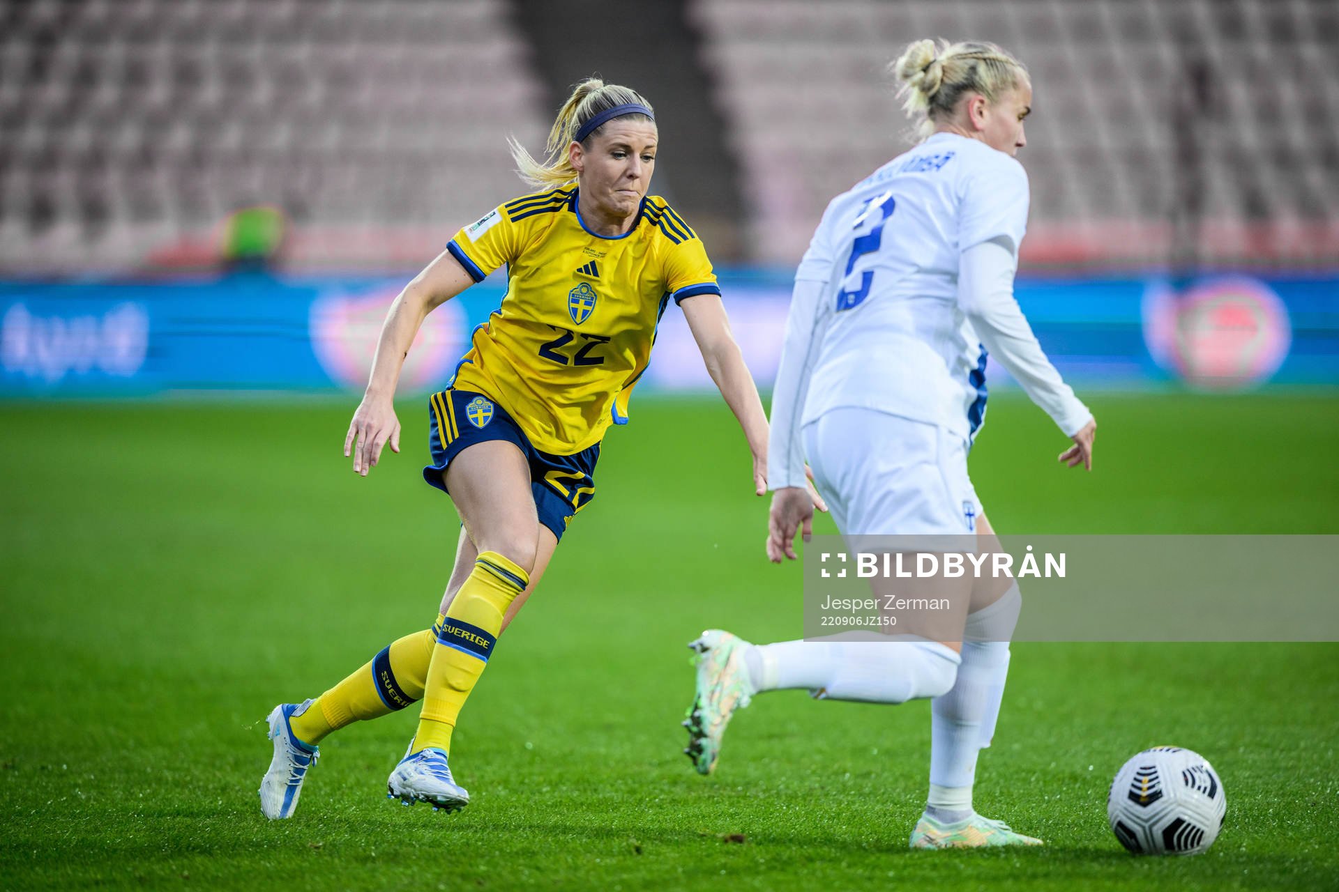 Olivia Scough of Sweden during the FIFA Women's World Cup Qualifier football match between Finland and Sweden on September 6, 2022 in Tampere.
