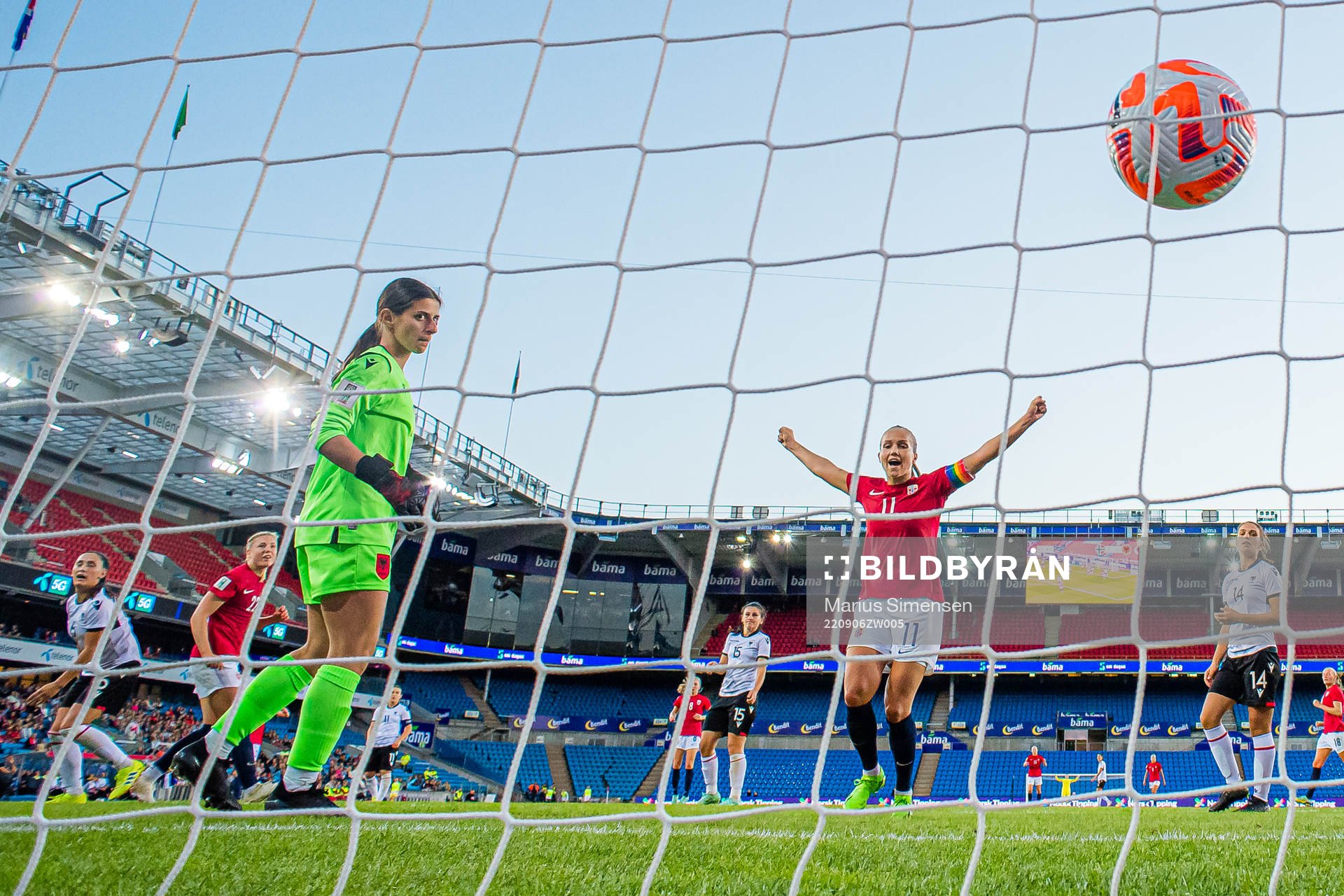 Sophie Roman Haug of Norway scores the 4-0 goal
