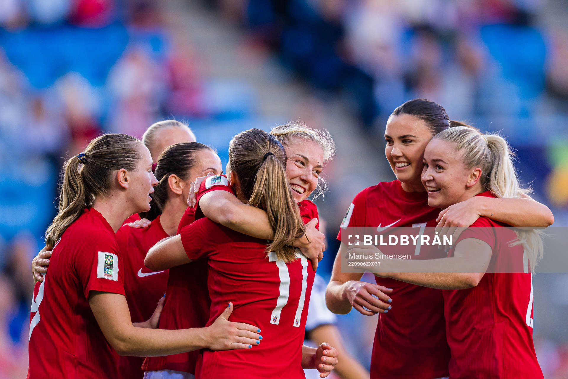 Sophie Roman Haug of Norway celebrates