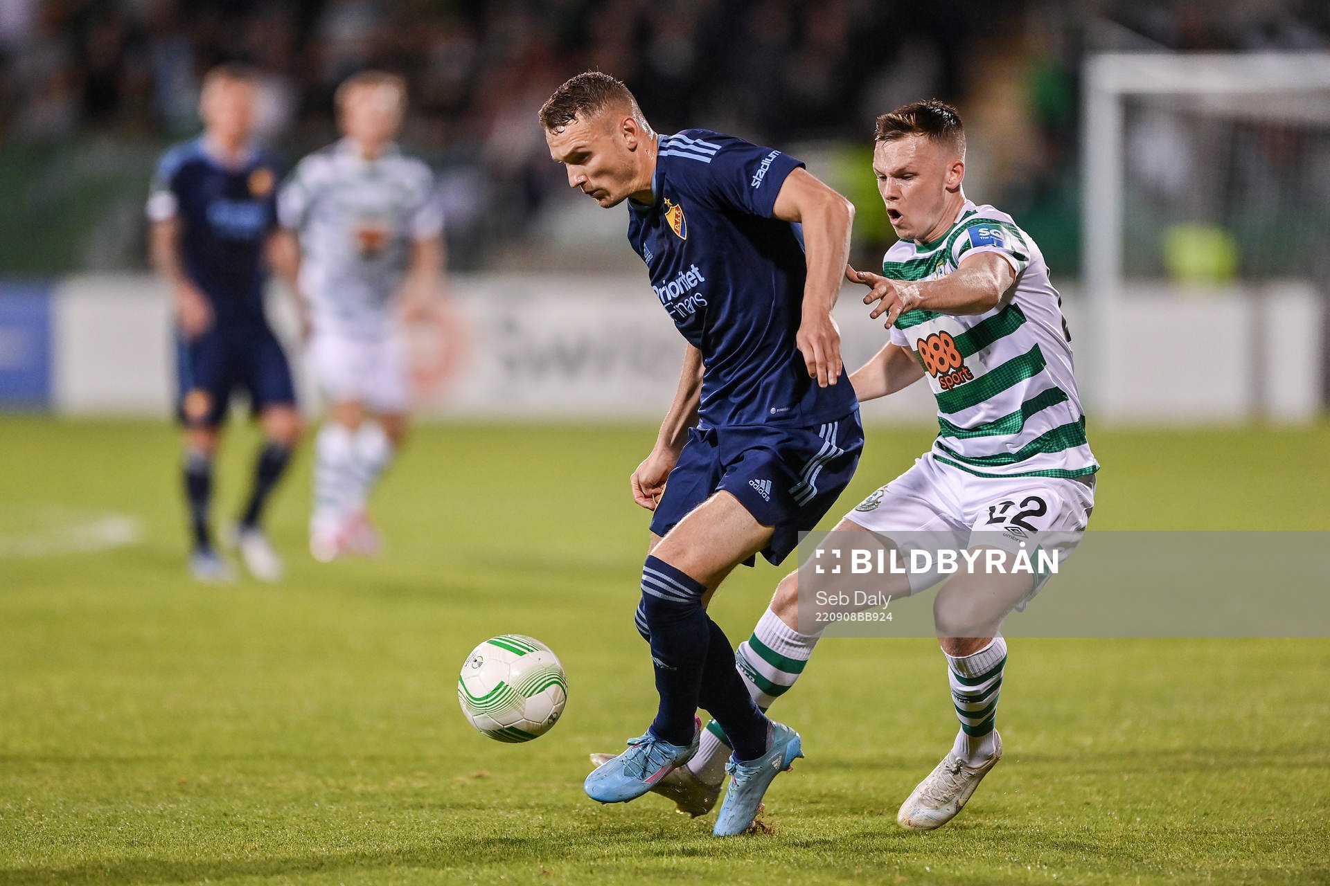 Piotr Johansson Piotr Johansson Andrew Lyons of Shamrock Rovers during the UEFA Conference League group match between Shamrock Rovers and Djurgården on September 8, 2022 in Dublin.