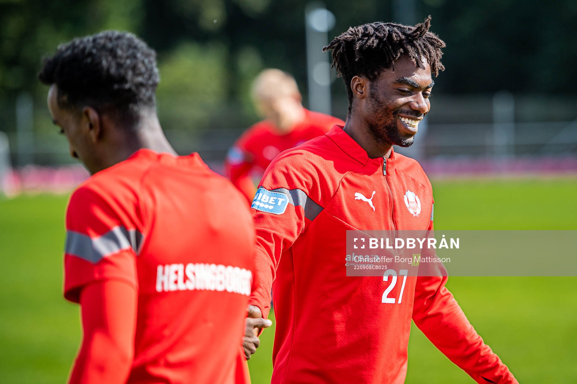 Benjamin Acquah under en träning med Helsingborg den 8 september 2022 i Helsingborg. 