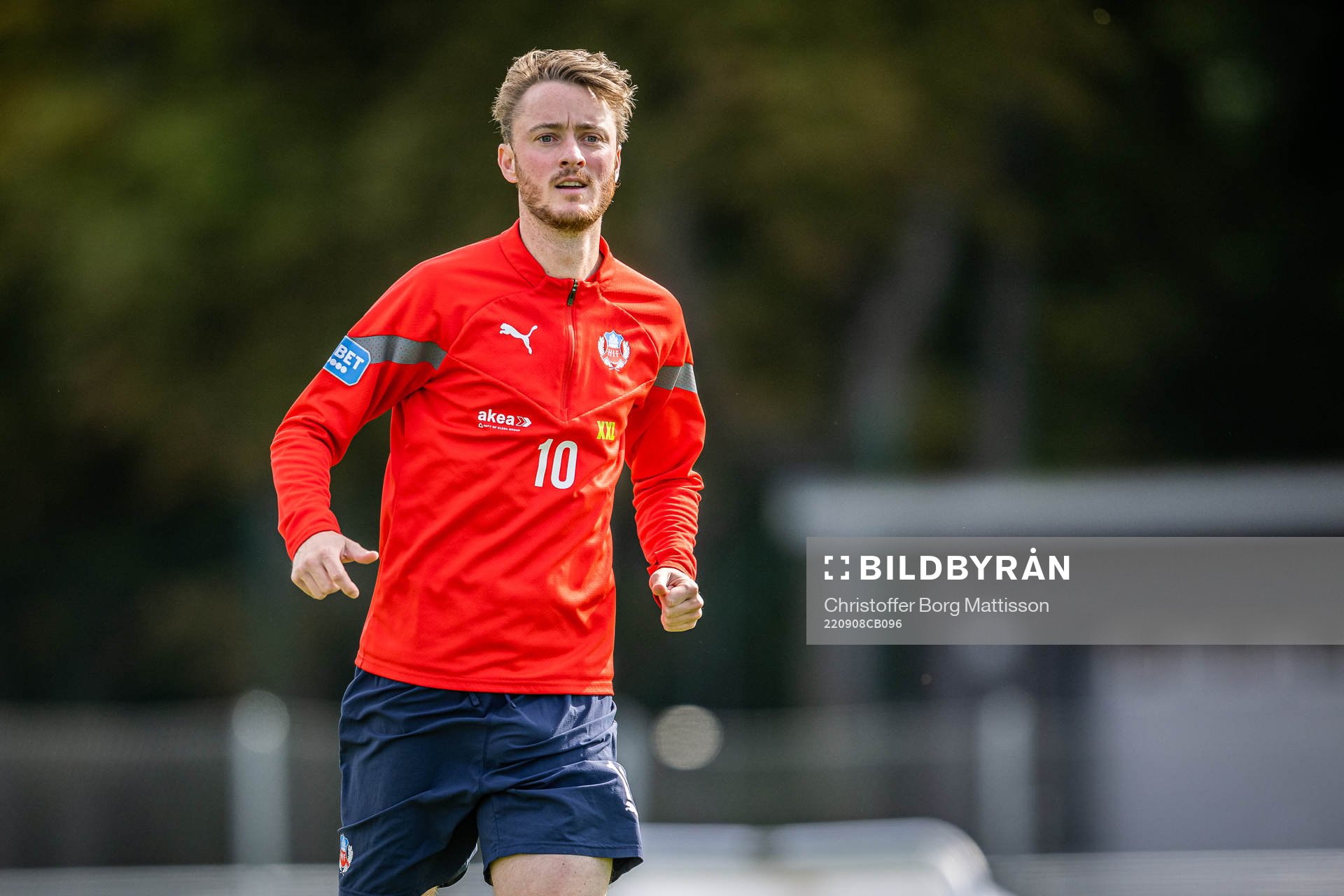 Rasmus Jönsson under en träning med Helsingborg den 8 september 2022 i Helsingborg. 