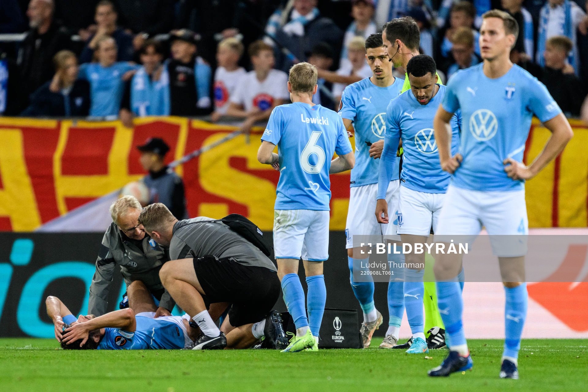 Erdal Rakip of Malmö FF in pain